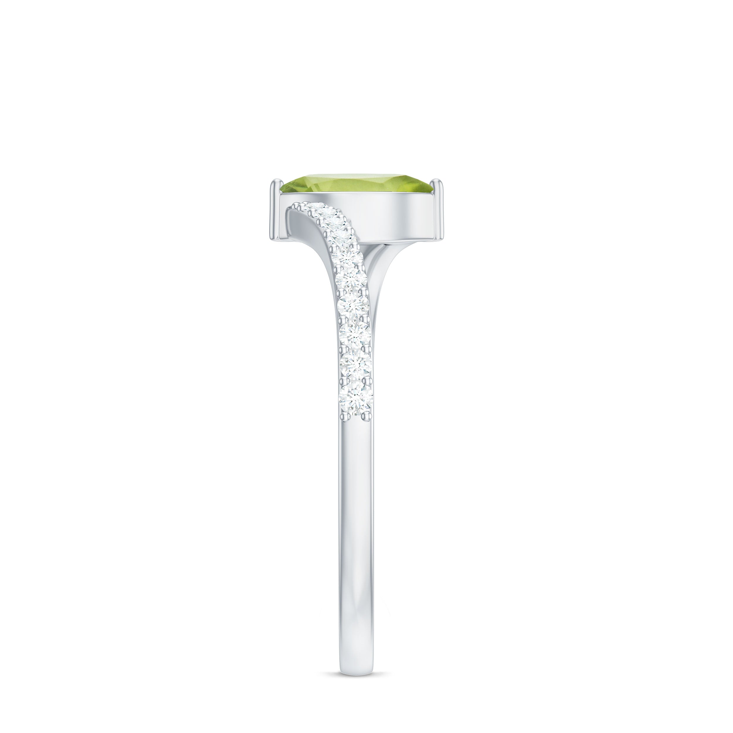 Rosec Jewels-Real 0.7 Carat Peridot Marquise Promise Ring with Diamond Bypass Shank
