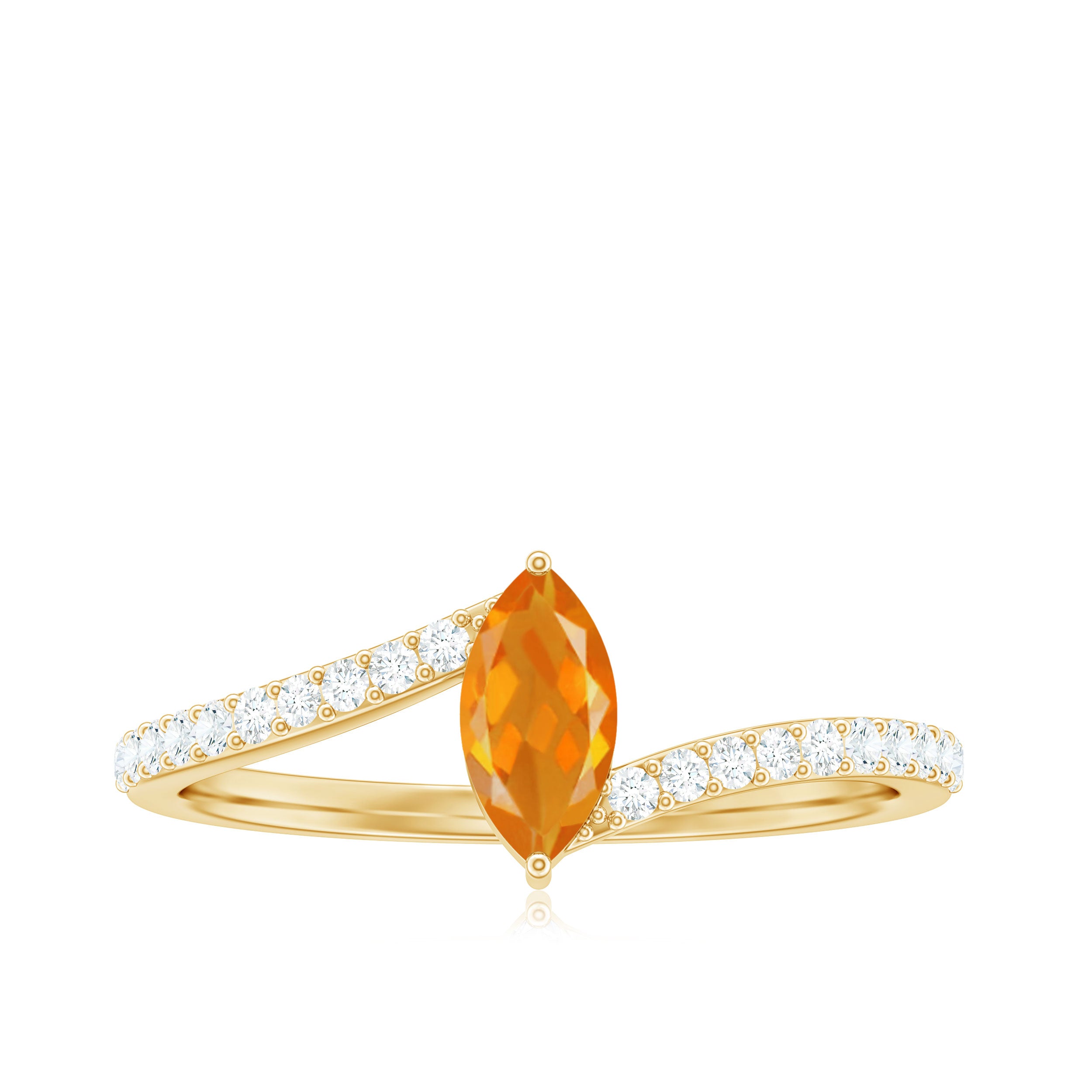1/2 Ct Bypass Engagement Ring with Fire Opal and Diamond AAA - Rosec Jewels