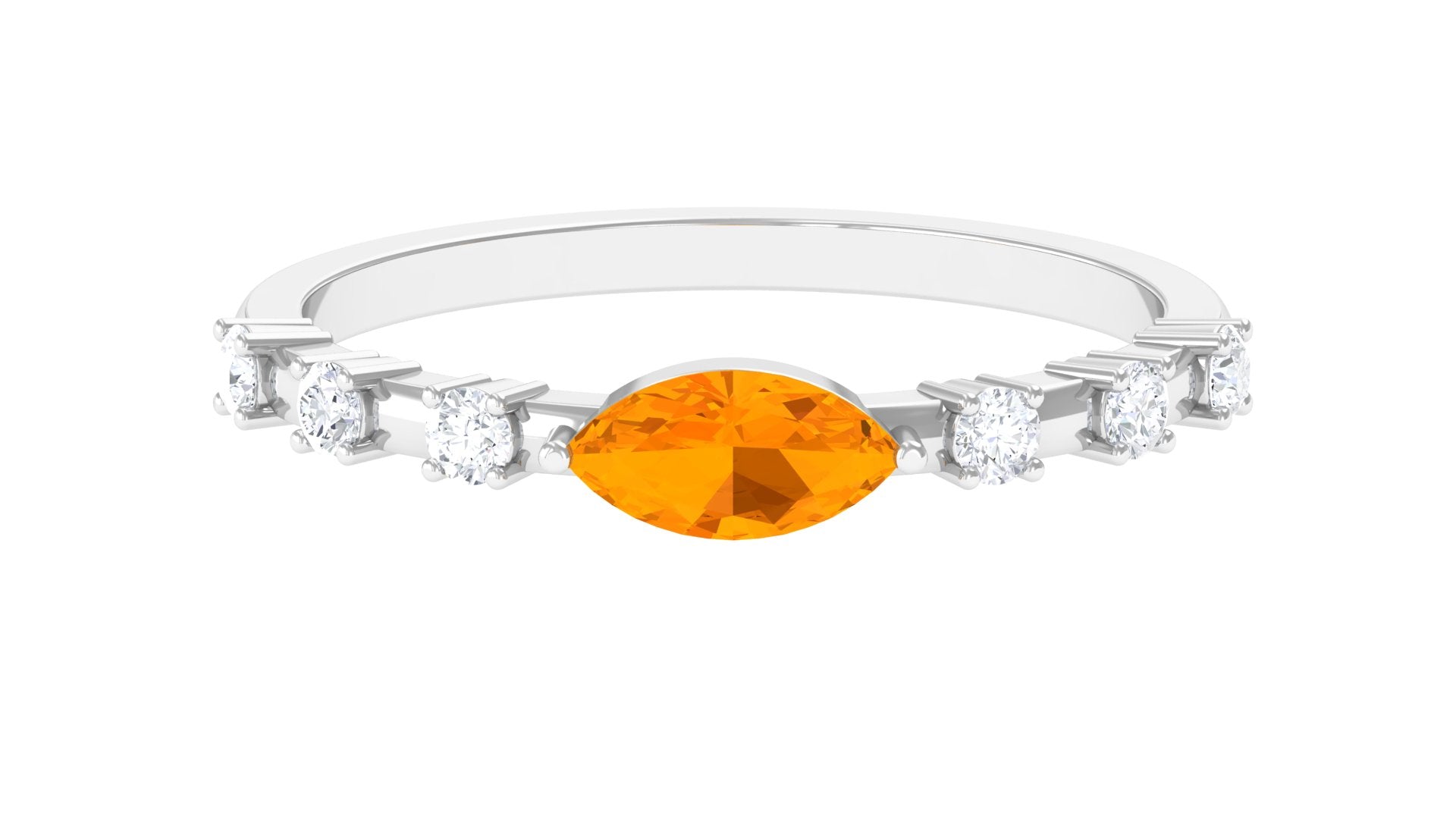 Rosec Jewels-East West Marquise Fire Opal and Diamond Engagement Ring