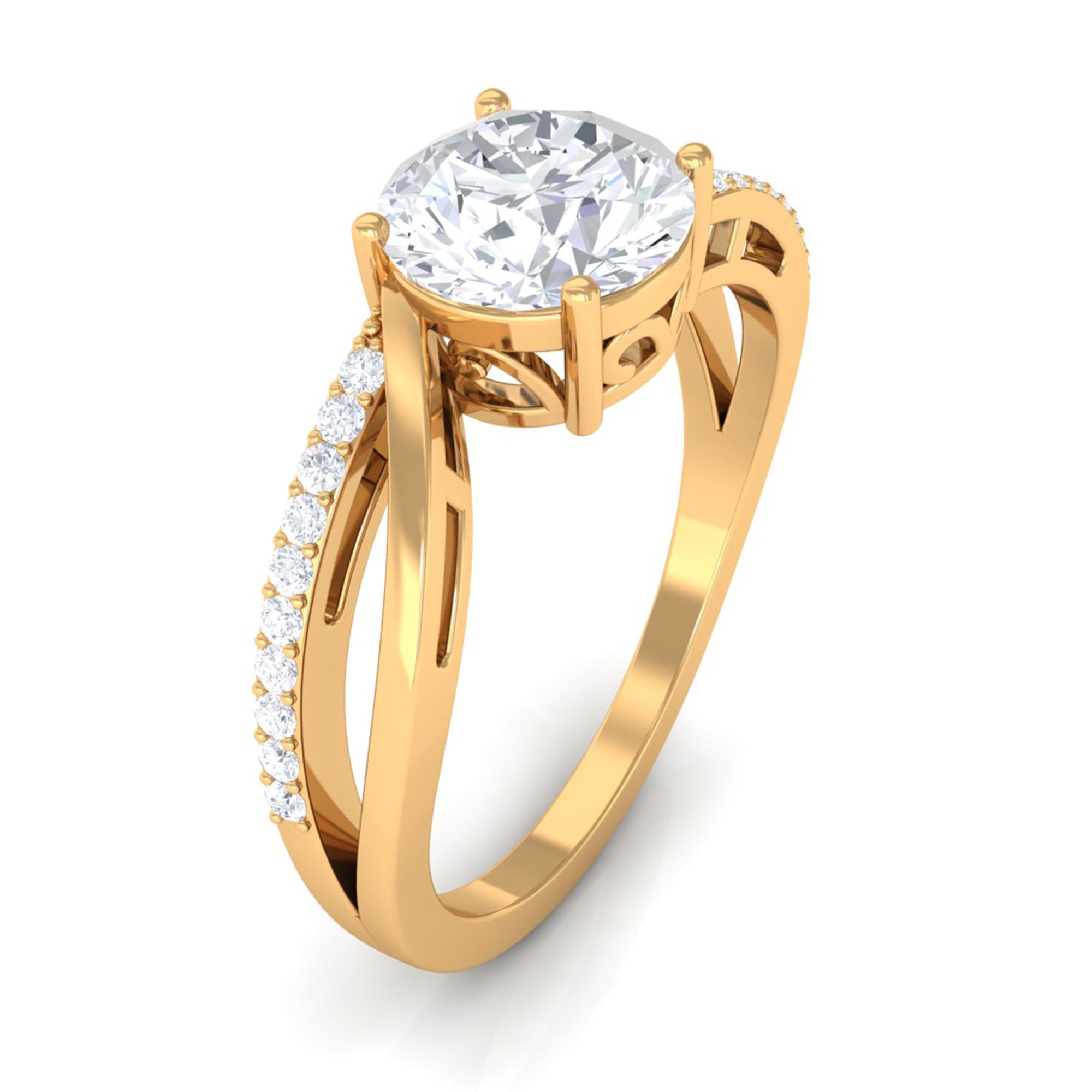1.50 CT Round Cut Solitaire Zircon Bypass Engagement Ring AAAA - Rosec Jewels