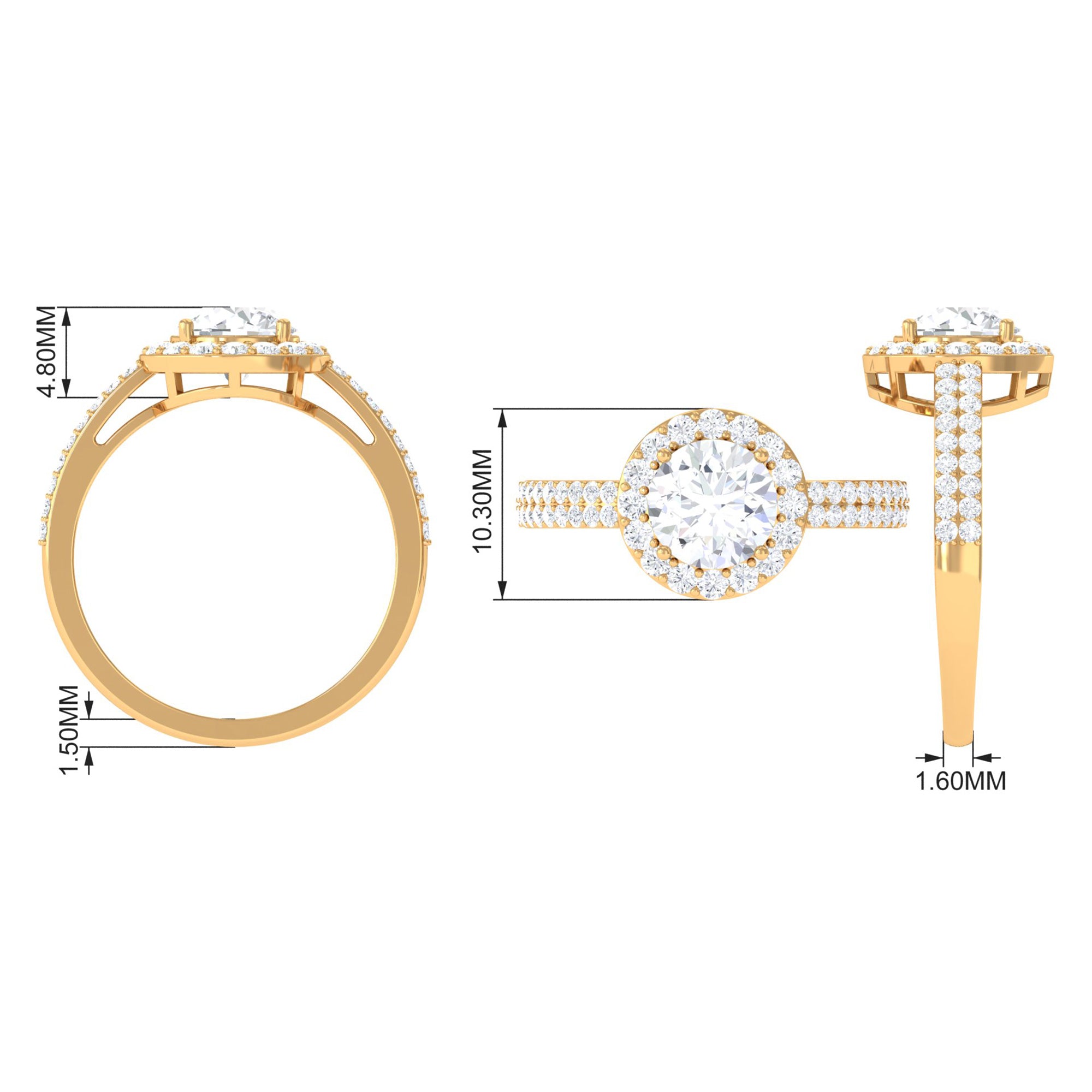 2.25 CT Round Cubic Zirconia Halo Engagement Ring AAAA - Rosec Jewels