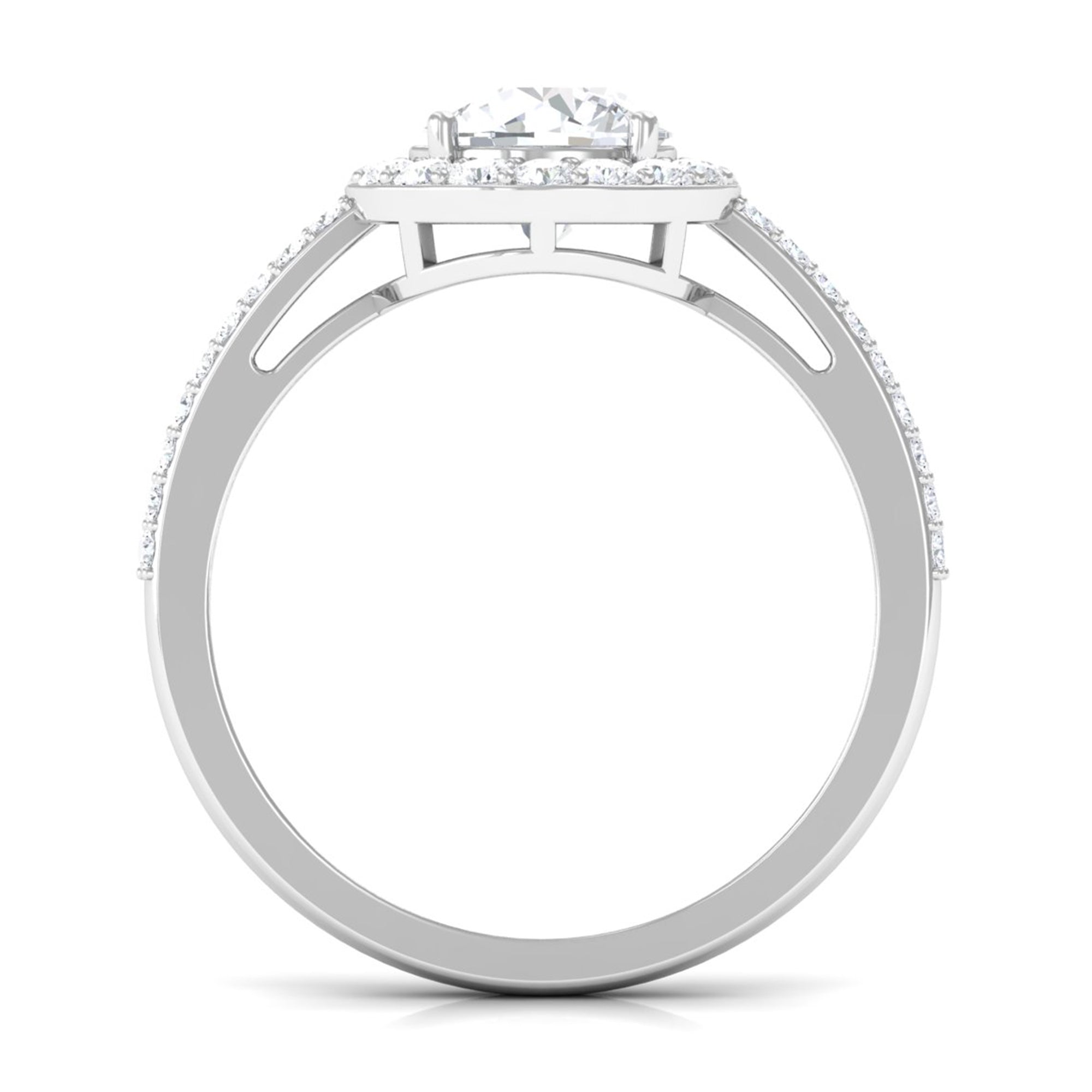 2.25 CT Round Cubic Zirconia Halo Engagement Ring AAAA - Rosec Jewels
