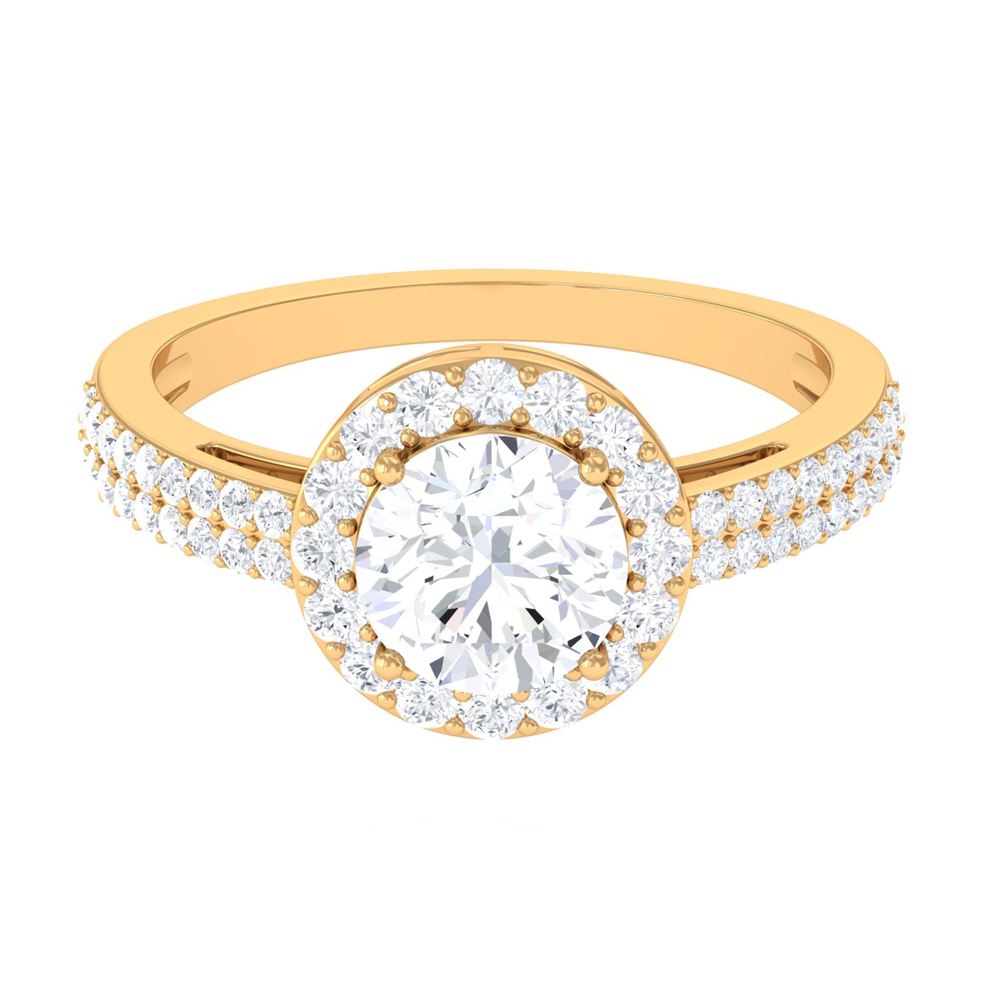 2.25 CT Round Cubic Zirconia Halo Engagement Ring AAAA - Rosec Jewels