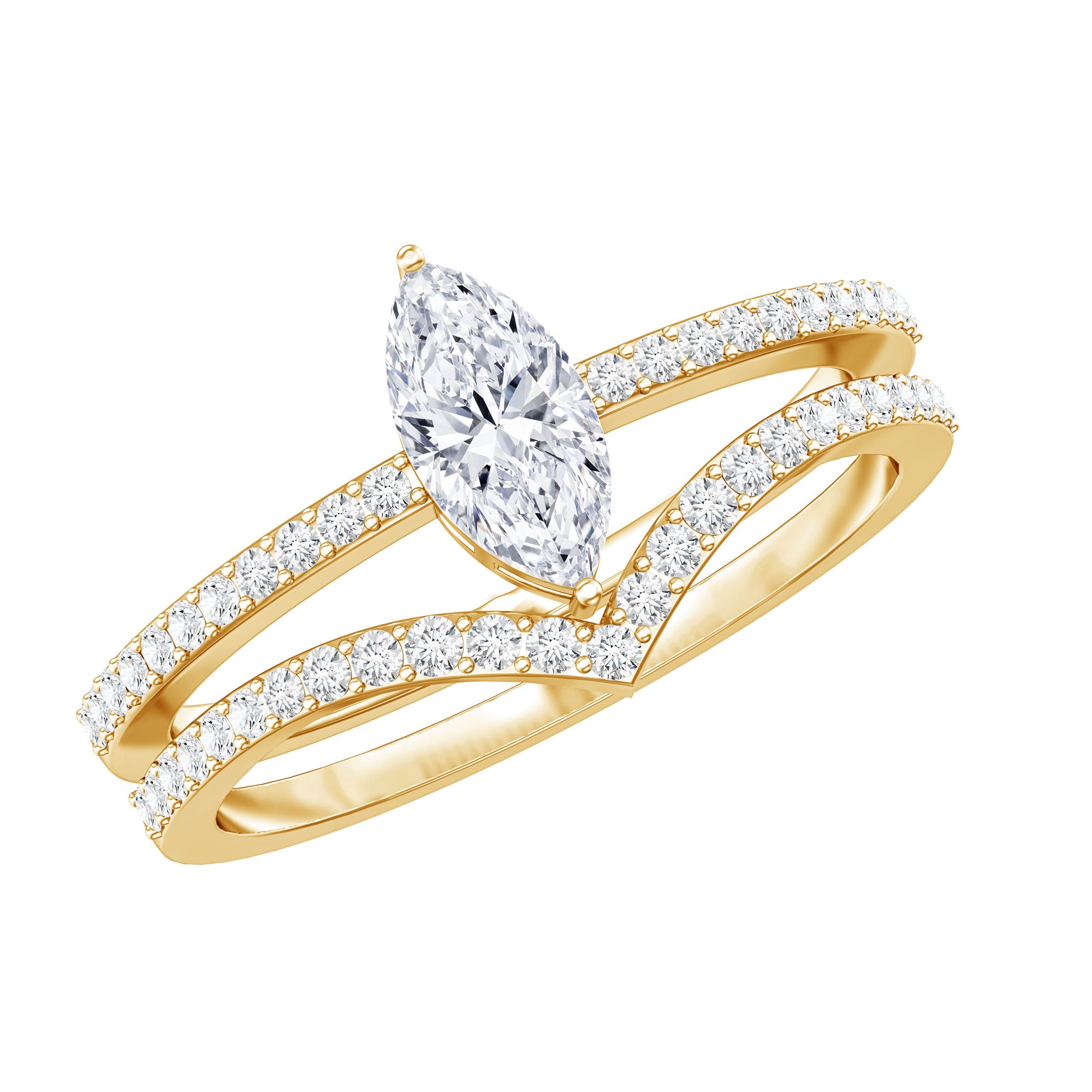 Certified Marquise Cut Zircon Wedding Ring Set for Women AAAA - Rosec Jewels