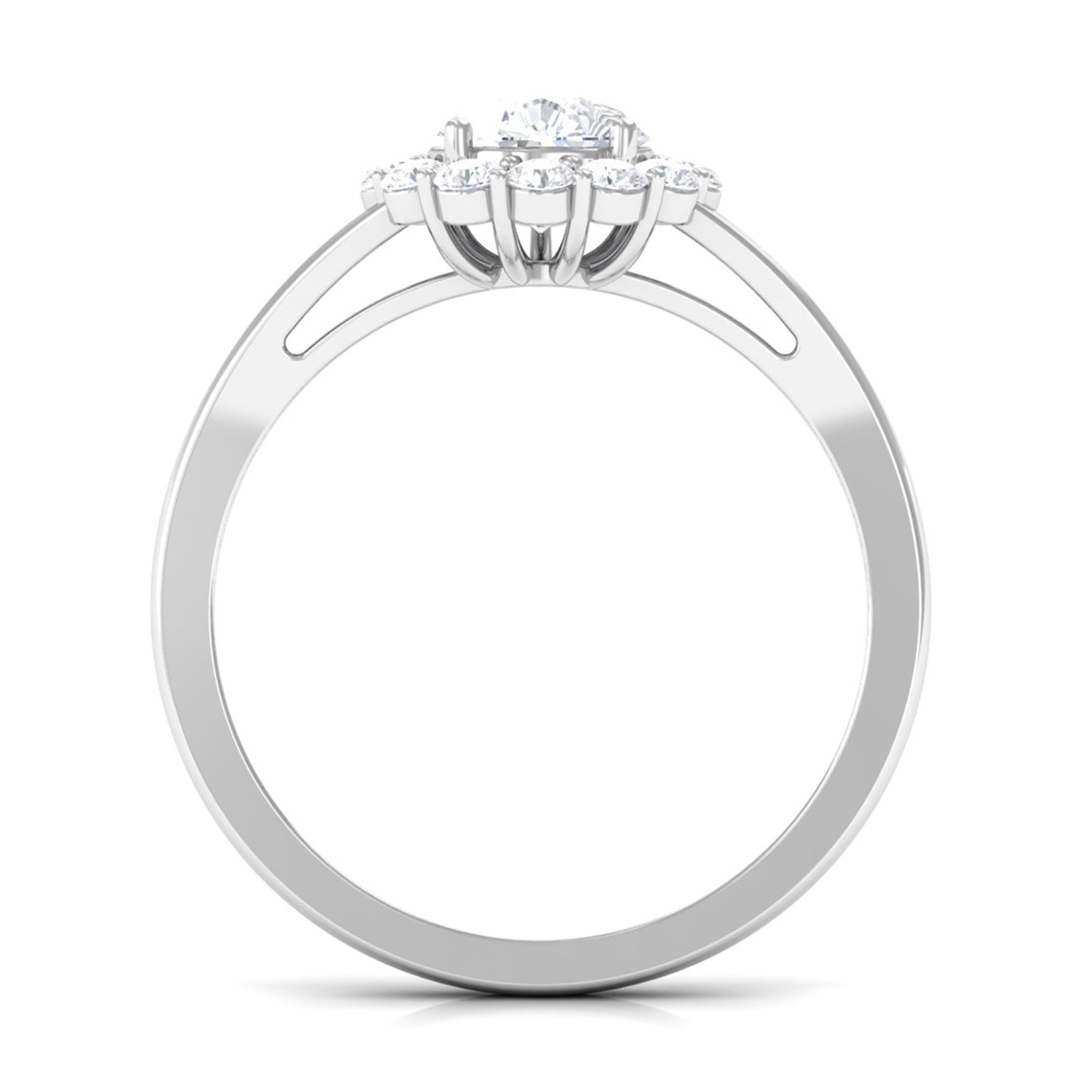 Zircon Pear Halo Engagement Ring with Split Shank AAAA - Rosec Jewels
