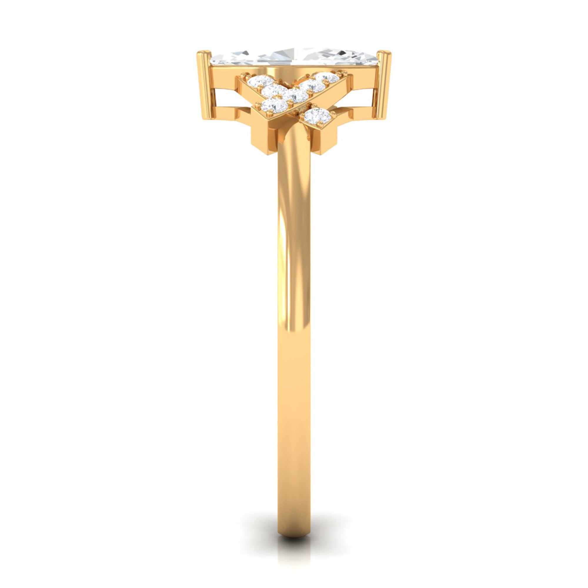 1 CT Marquise Cut Zircon Engagement Ring with Split Shank AAAA - Rosec Jewels