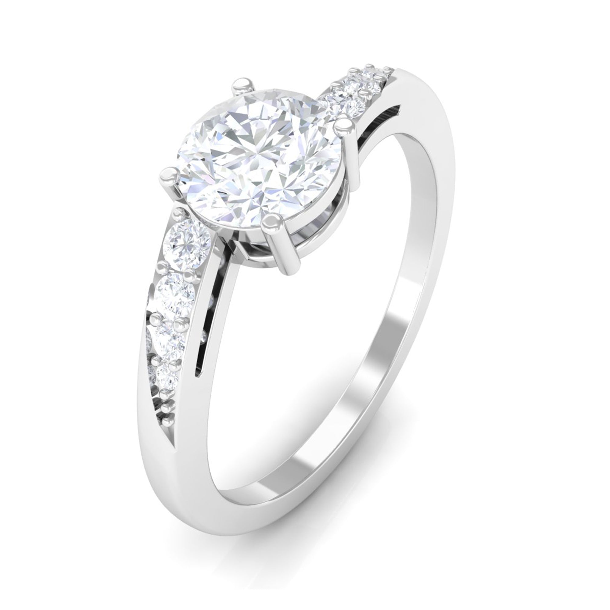 1 Carat Certified Solitaire Cubic Zirconia Bypass Engagement Ring AAAA - Rosec Jewels