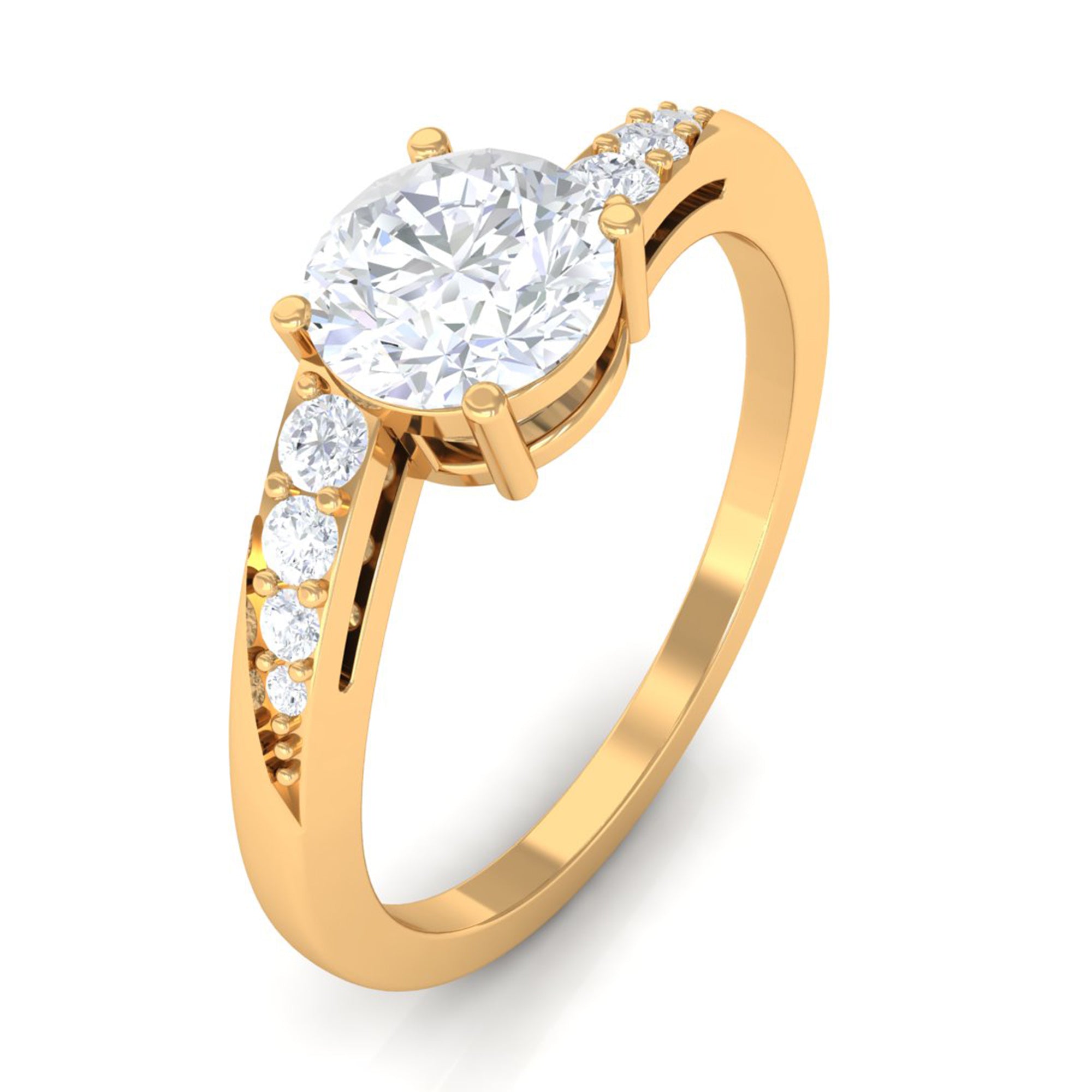 1 Carat Certified Solitaire Cubic Zirconia Bypass Engagement Ring AAAA - Rosec Jewels