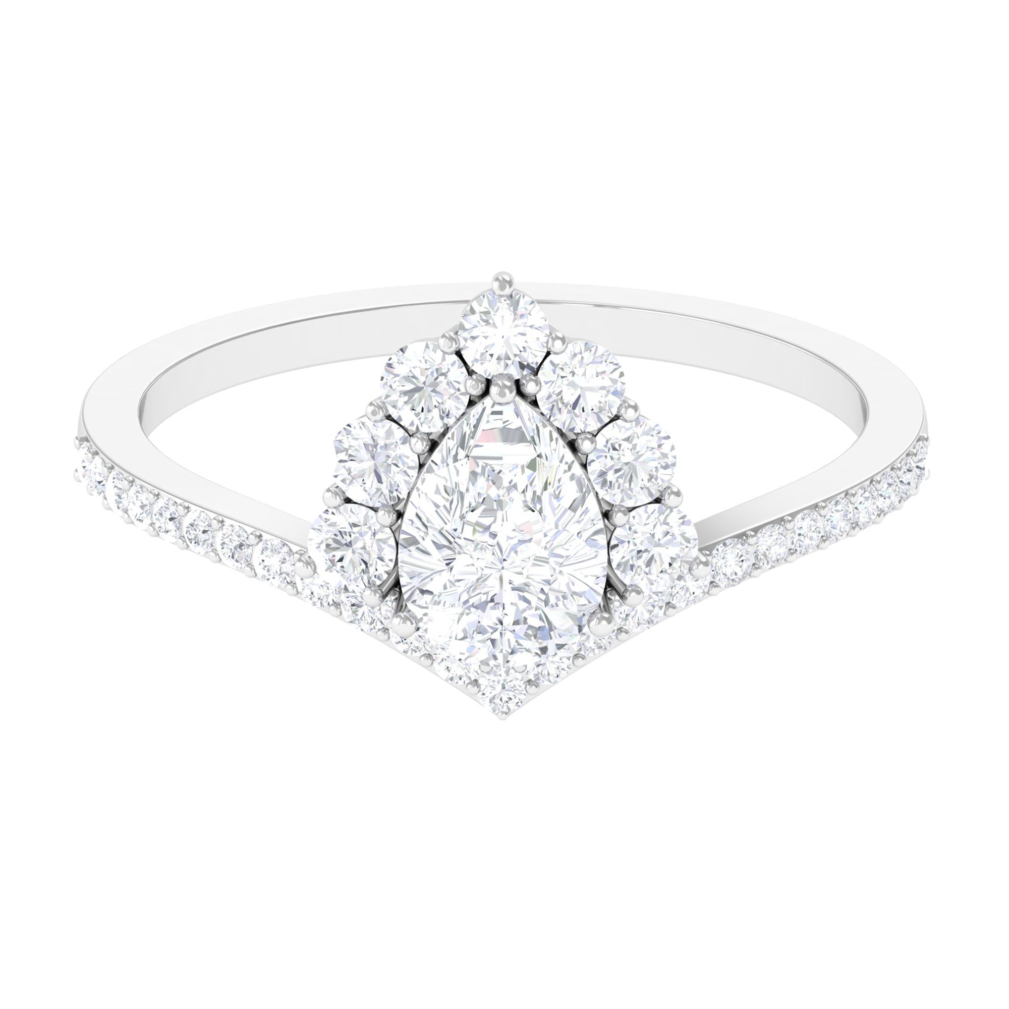 Certified Cubic Zirconia Crown Engagement Ring AAAA - Rosec Jewels