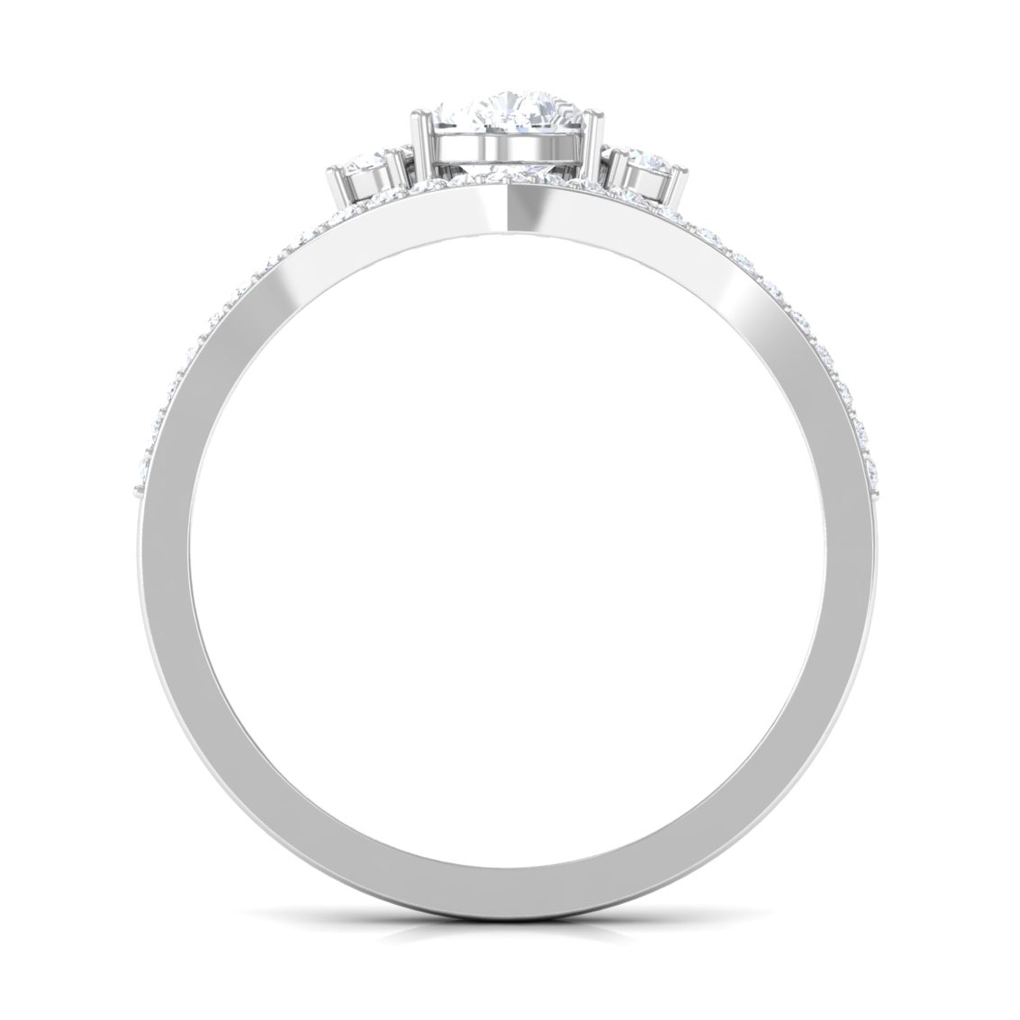 Certified Cubic Zirconia Crown Engagement Ring AAAA - Rosec Jewels