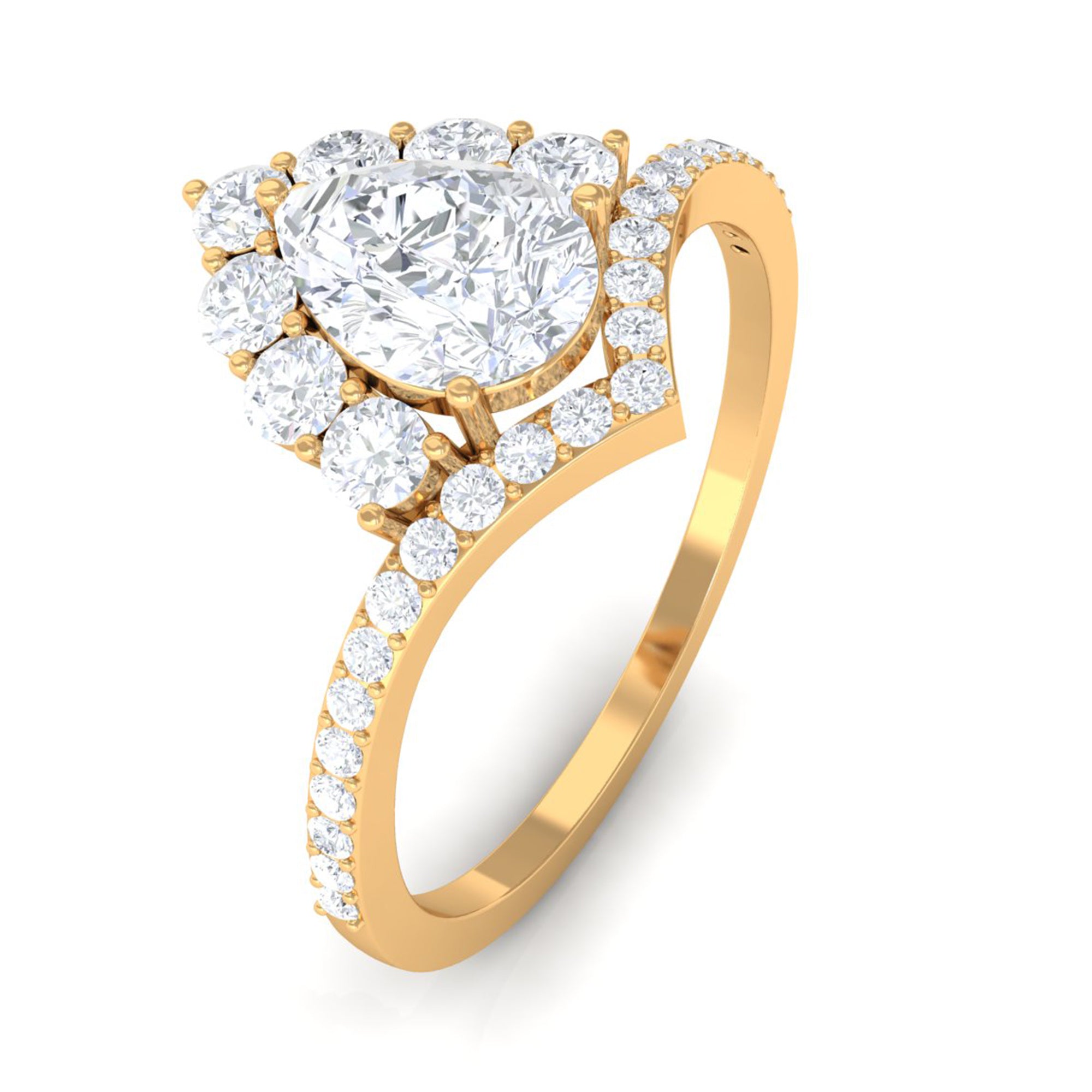 Certified Cubic Zirconia Crown Engagement Ring AAAA - Rosec Jewels
