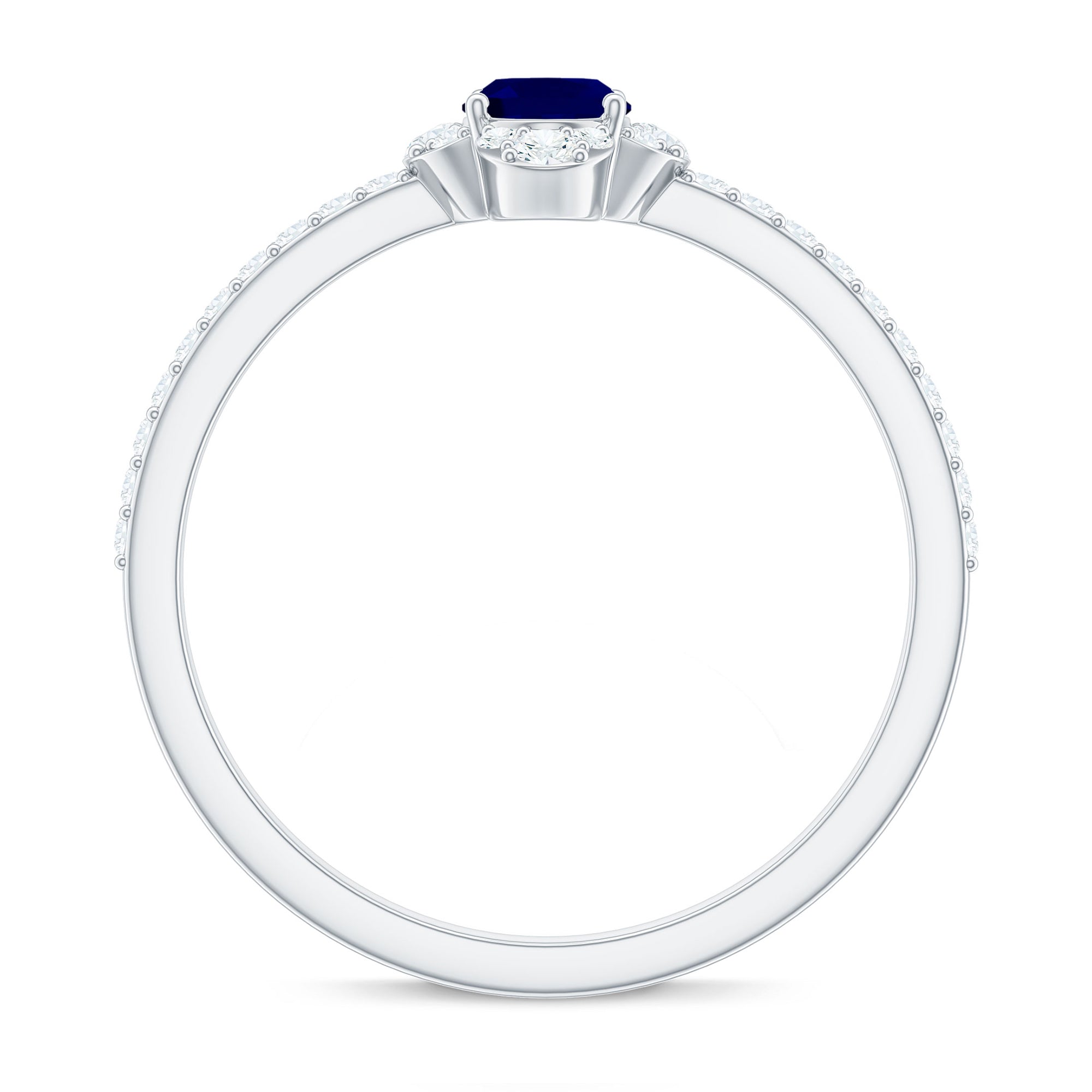 Rosec Jewels-Natural 0.6 Carat Blue Sapphire Oval Engagement Ring with Diamond
