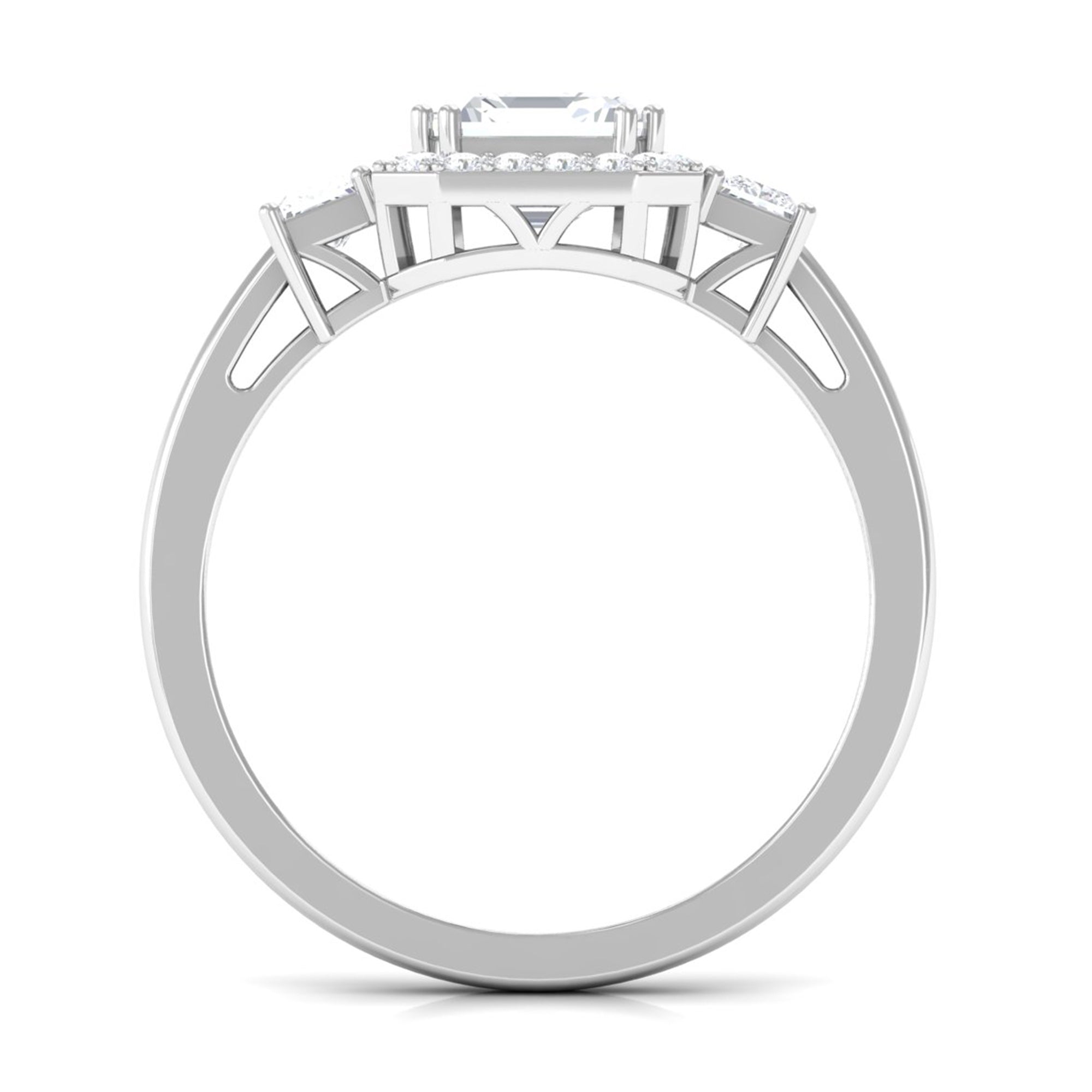 Asscher Cut Zircon Statement Engagement Ring AAAA - Rosec Jewels