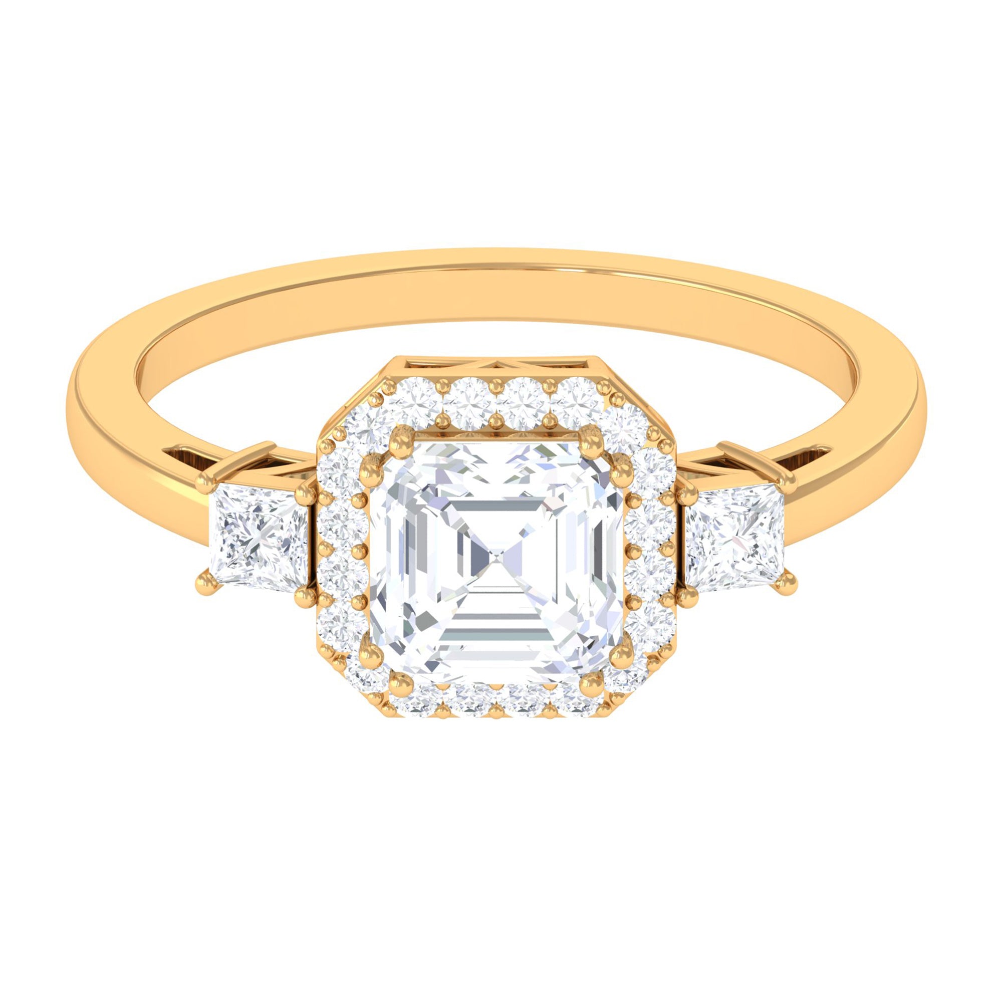 Asscher Cut Zircon Statement Engagement Ring AAAA - Rosec Jewels