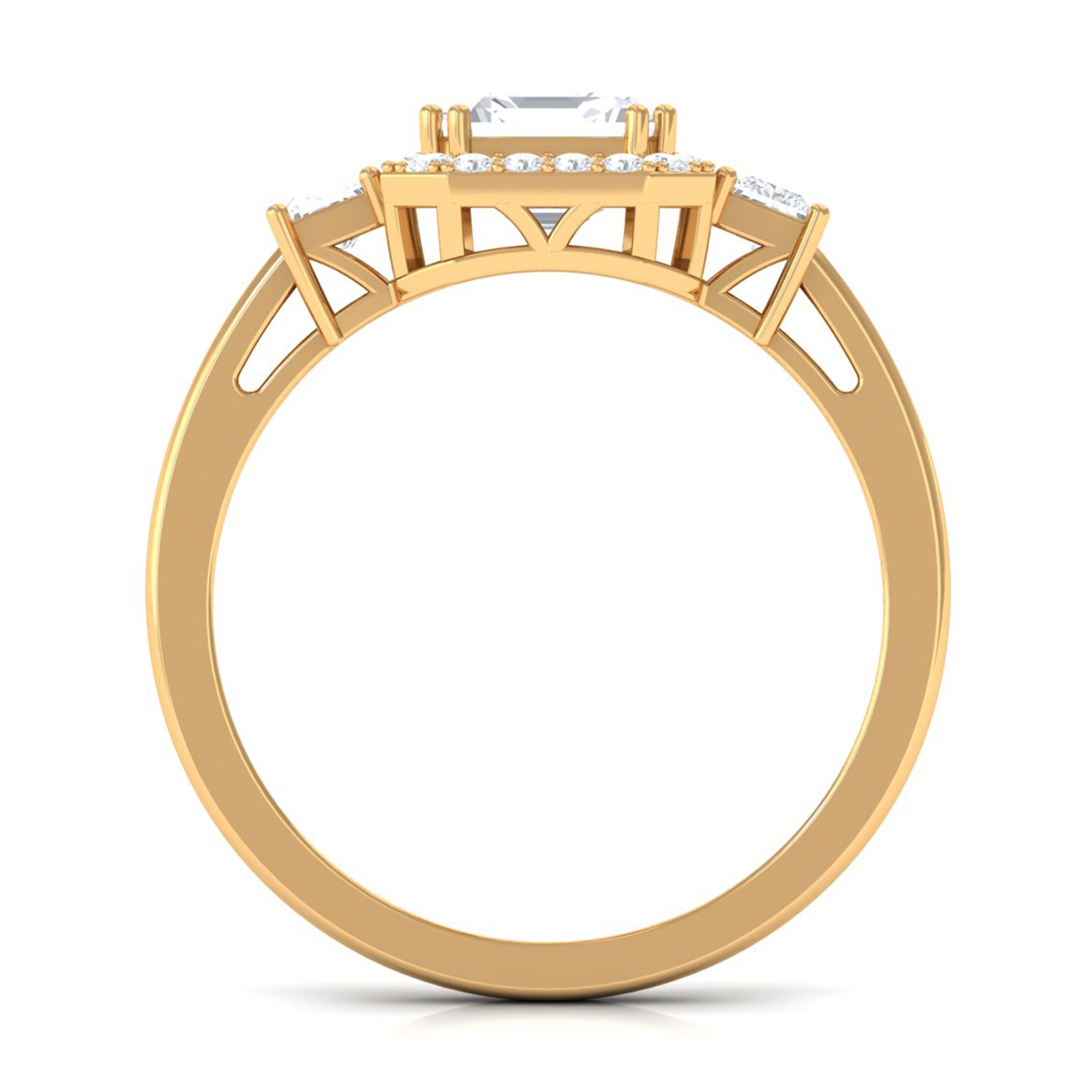Asscher Cut Zircon Statement Engagement Ring AAAA - Rosec Jewels