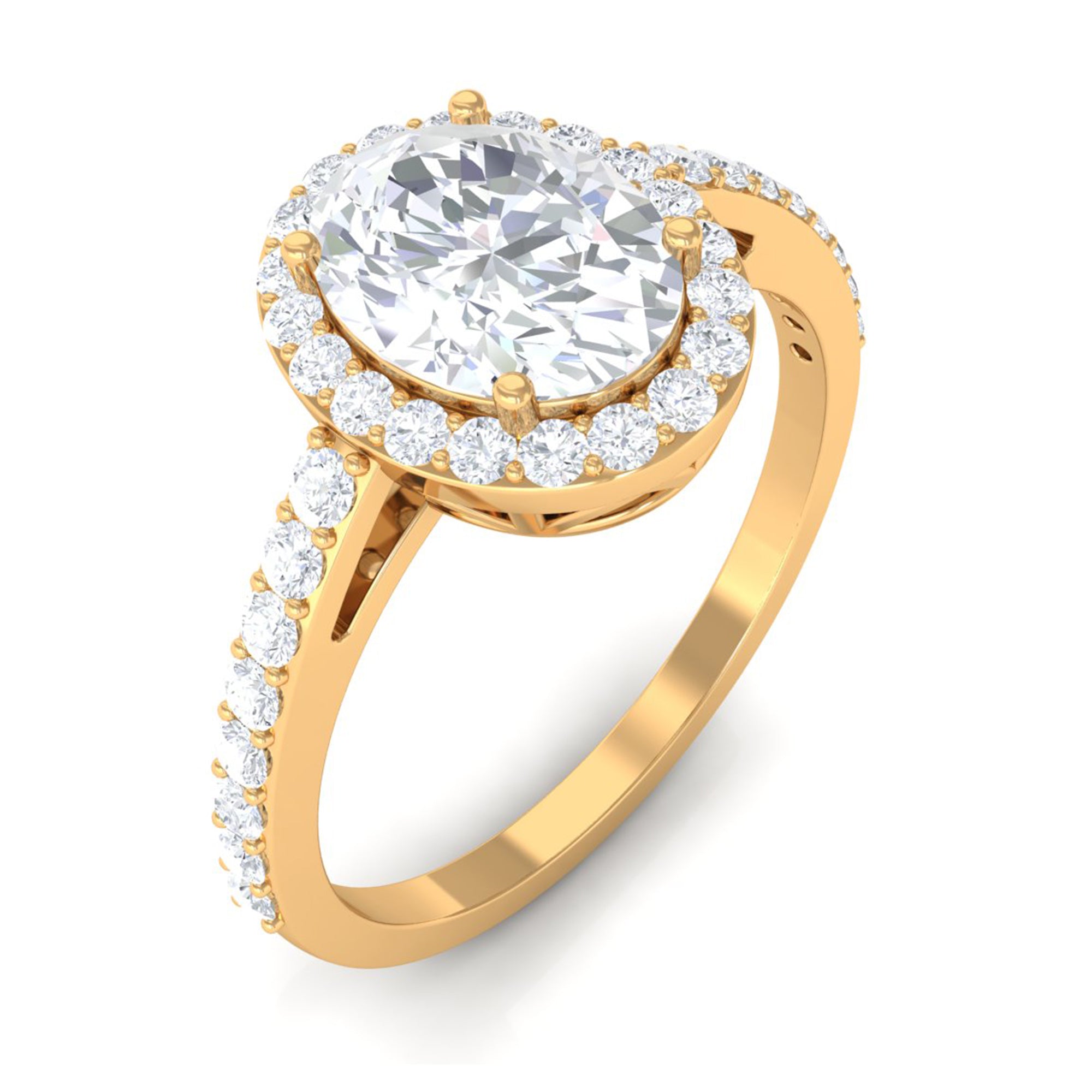 2.75 CT Simple Zircon Oval Engagement Ring with Halo AAAA - Rosec Jewels