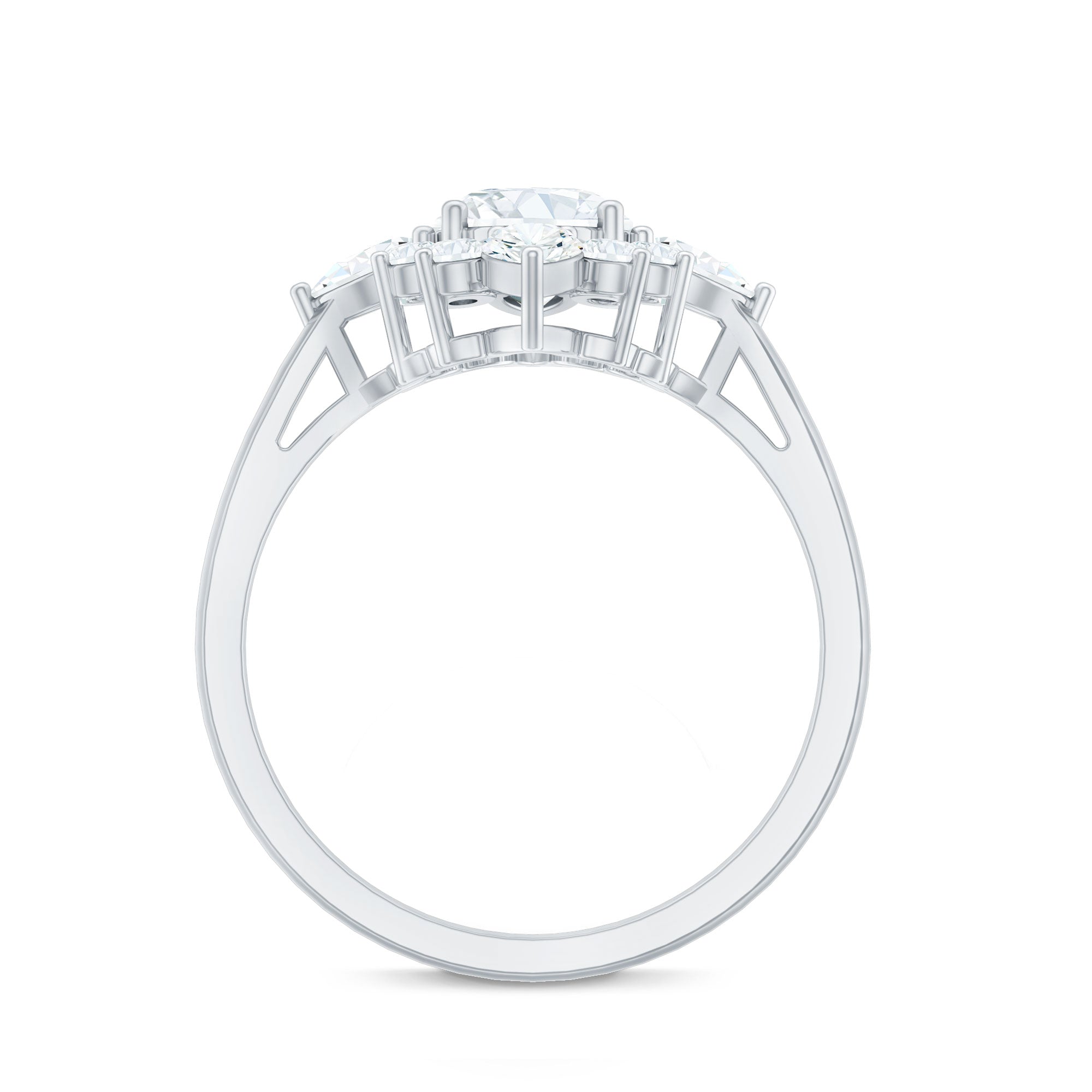 1 Carat Oval Zirconia Statement Engagement Ring with Halo AAAA - Rosec Jewels
