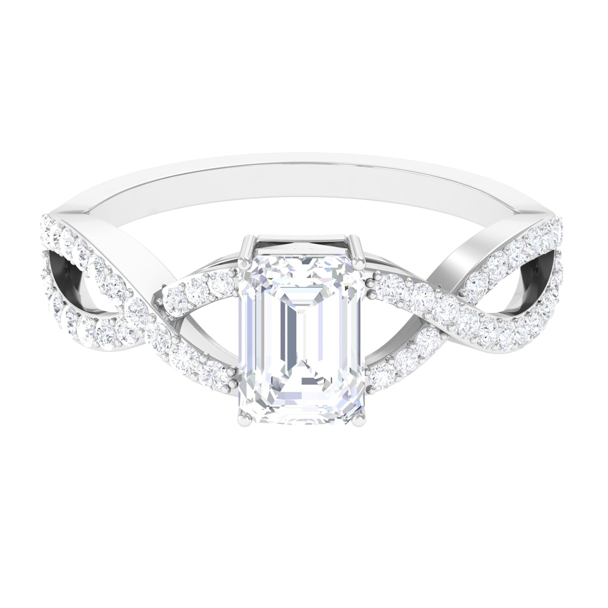 2.50 CT Octagon Cut Solitaire Zircon Crossover Engagement Ring AAAA - Rosec Jewels