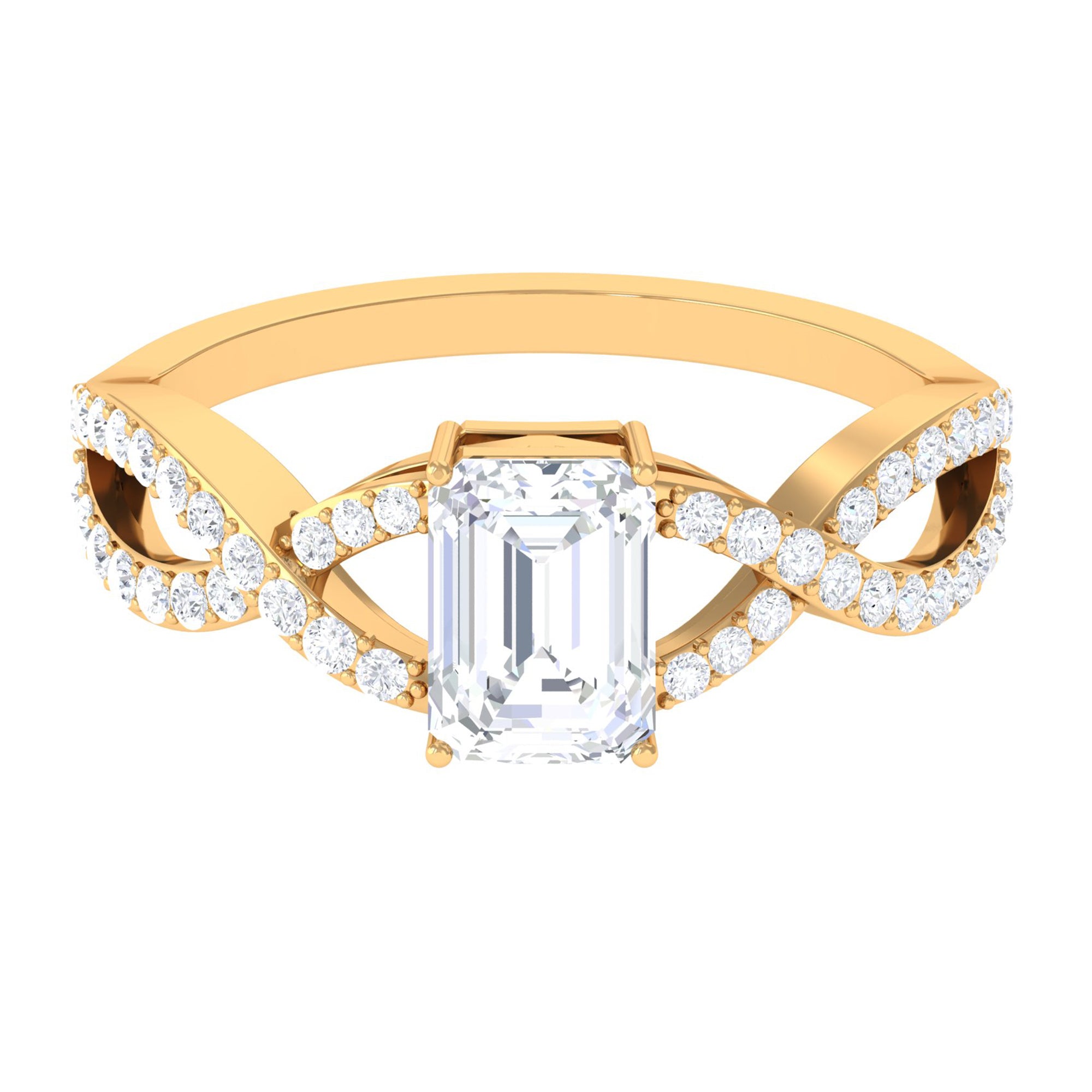 2.50 CT Octagon Cut Solitaire Zircon Crossover Engagement Ring AAAA - Rosec Jewels