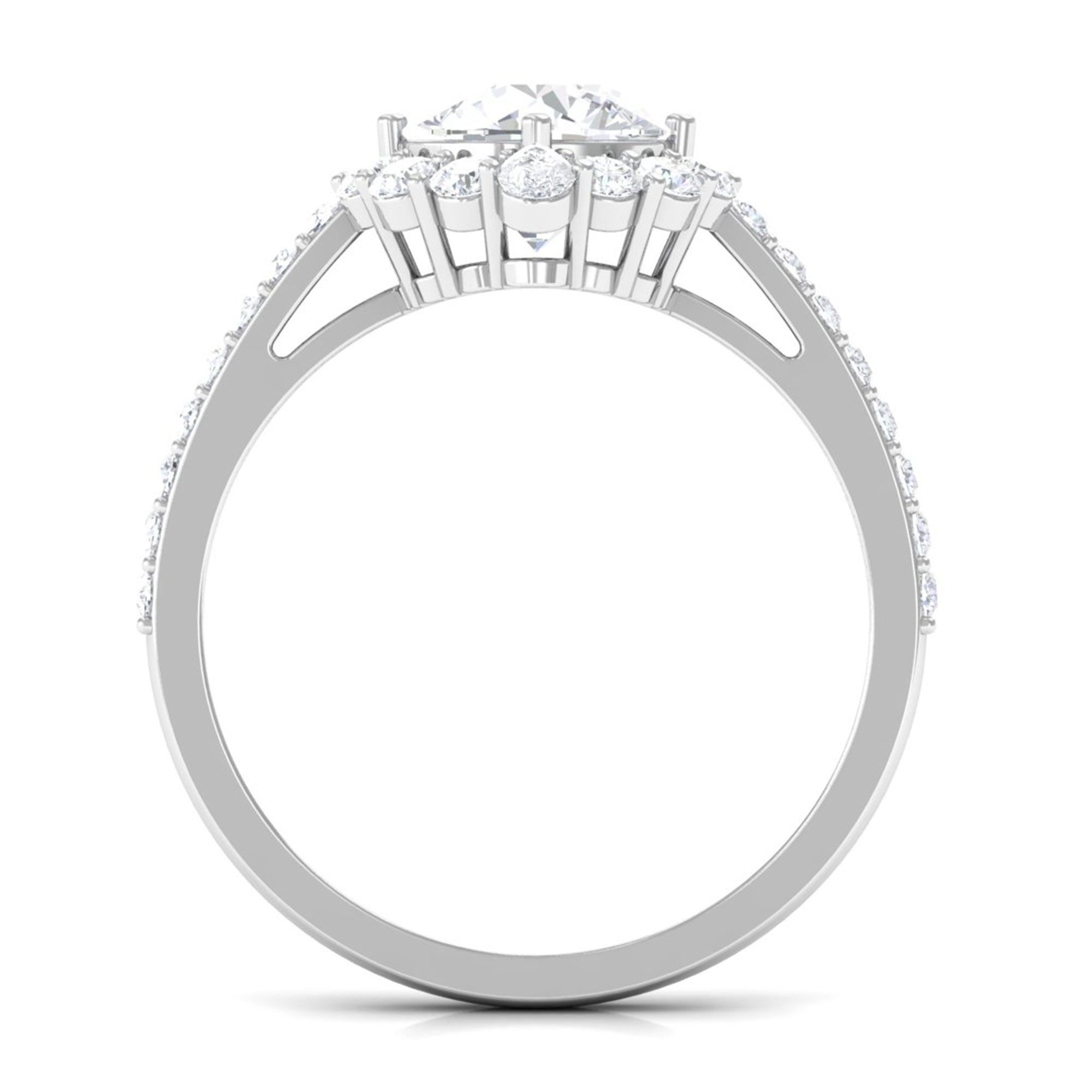 1 Carat Round Cubic Zirconia Halo Engagement Ring AAAA - Rosec Jewels