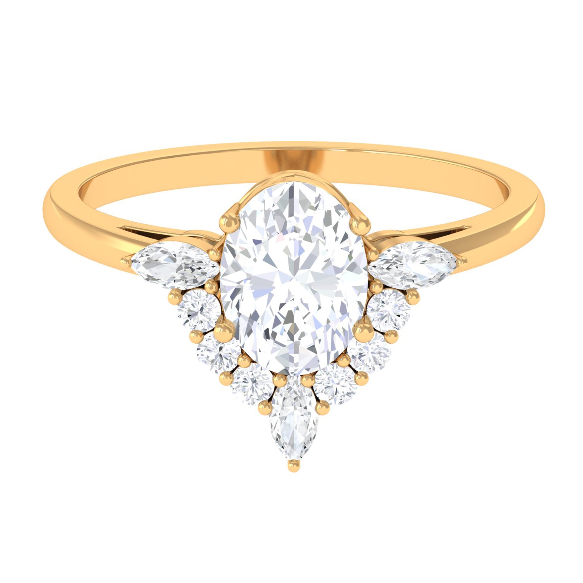 1 Carat Oval Zircon Unique Engagement Ring for Women AAAA - Rosec Jewels