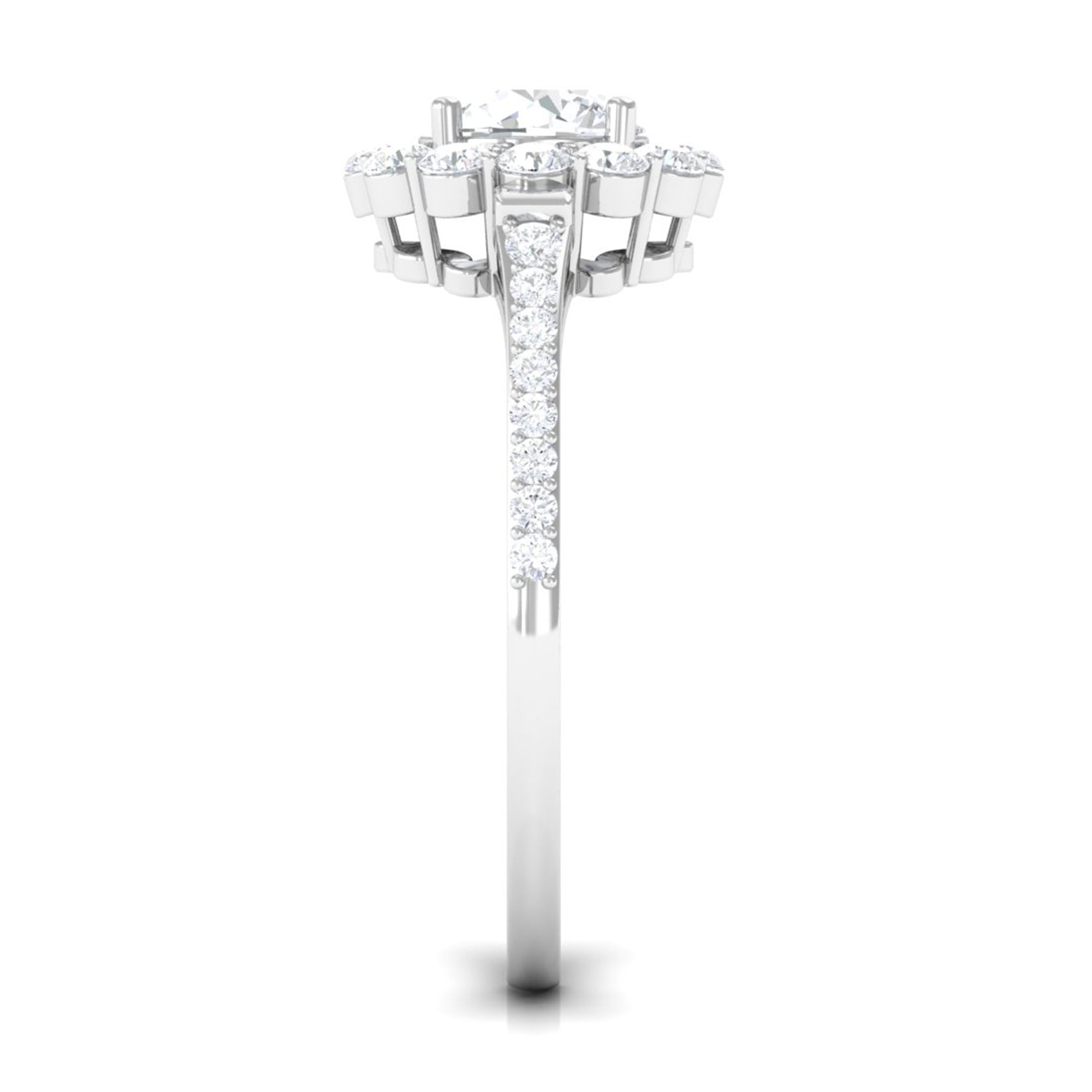 1.9 Carat Round Cubic Zirconia Halo Engagement Ring AAAA - Rosec Jewels