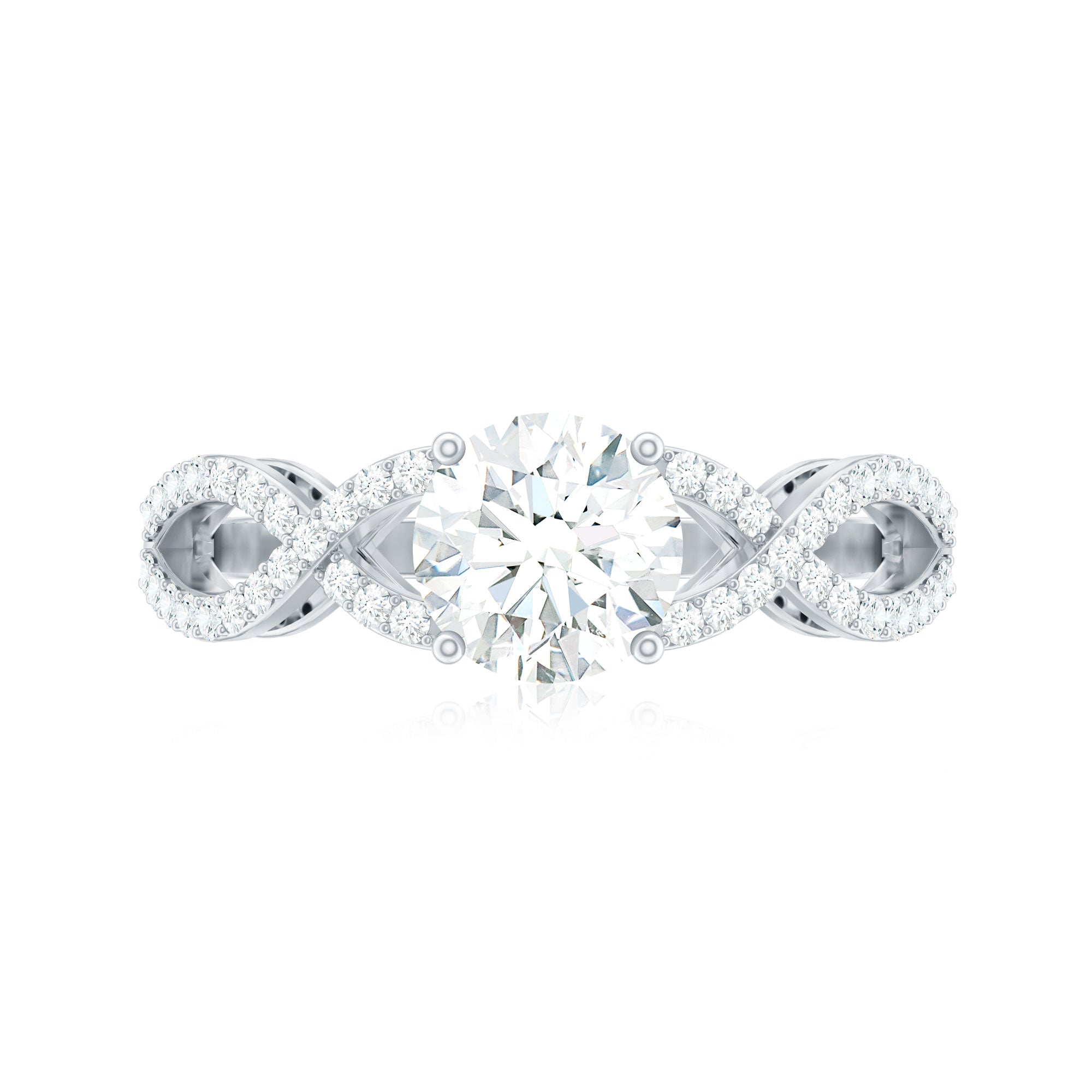 1.75 CT Round Cut Solitaire Zircon Crossover Engagement Ring AAAA - Rosec Jewels