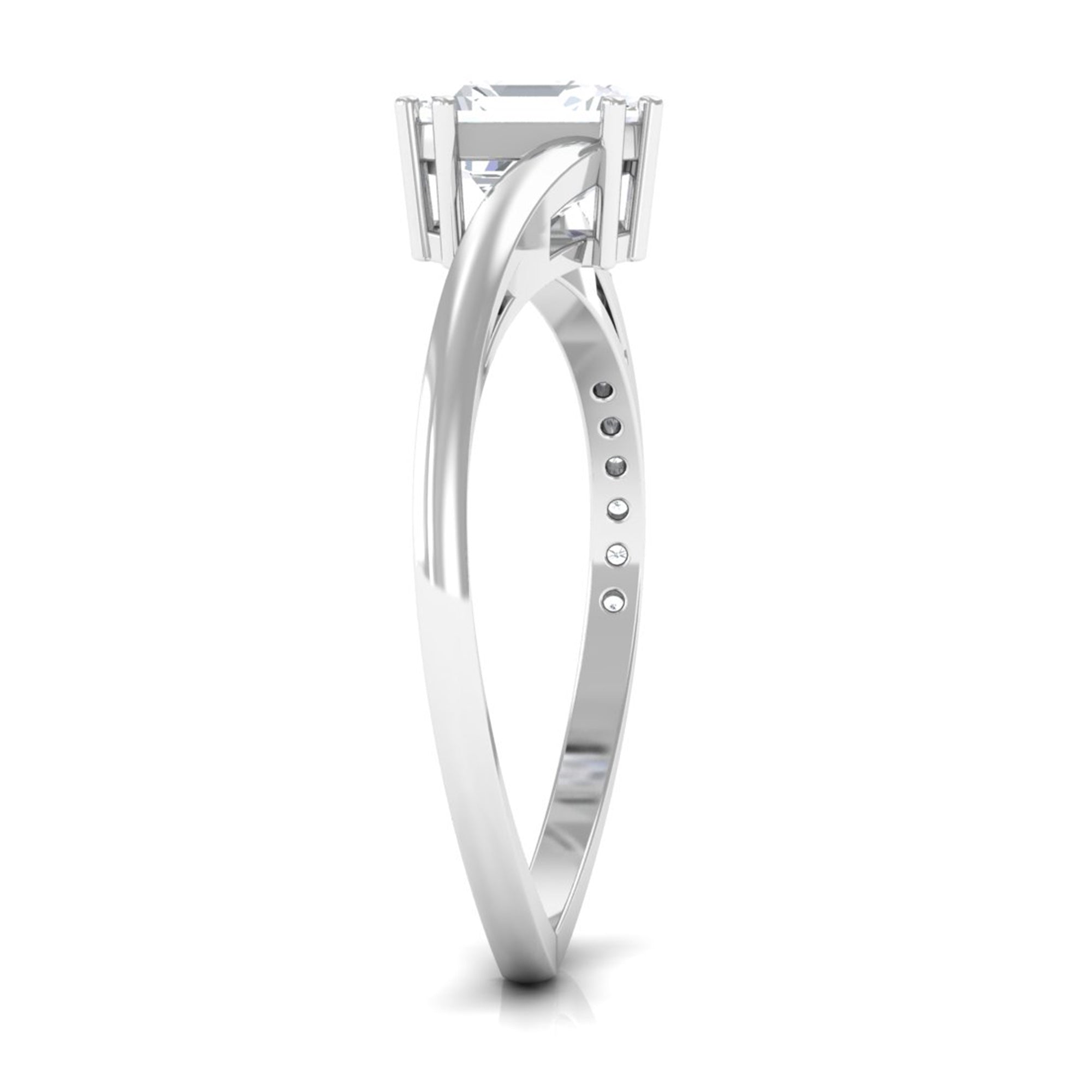 1.75 CT Asscher Cut Solitaire Zircon Bypass Engagement Ring AAAA - Rosec Jewels