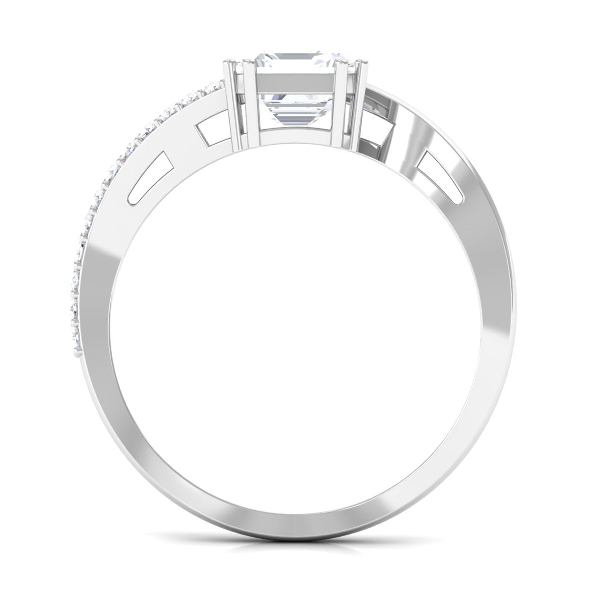 1.75 CT Asscher Cut Solitaire Zircon Bypass Engagement Ring AAAA - Rosec Jewels