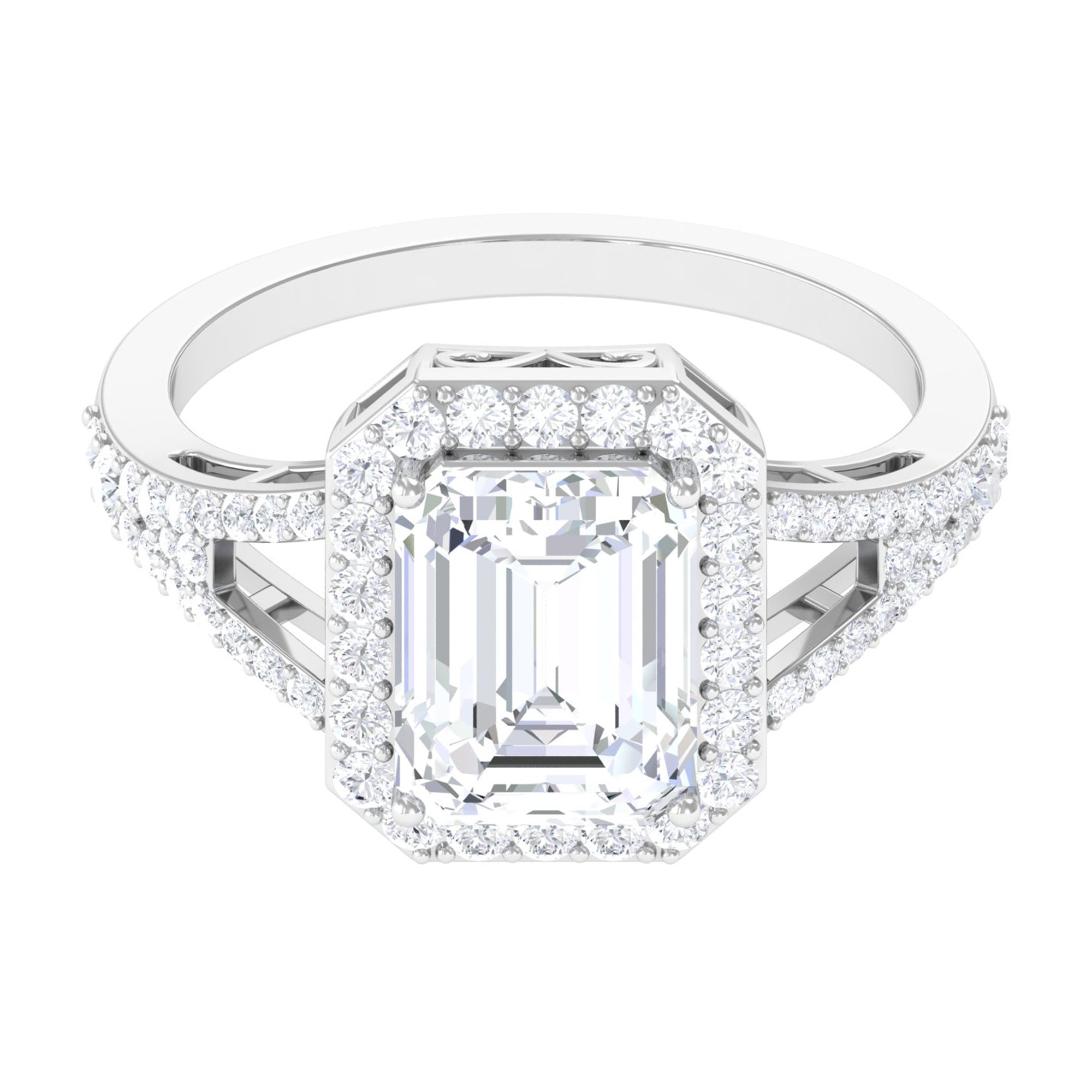 5 CT Split Shank Octagon Cut Zircon Statement Engagement Ring AAAA - Rosec Jewels