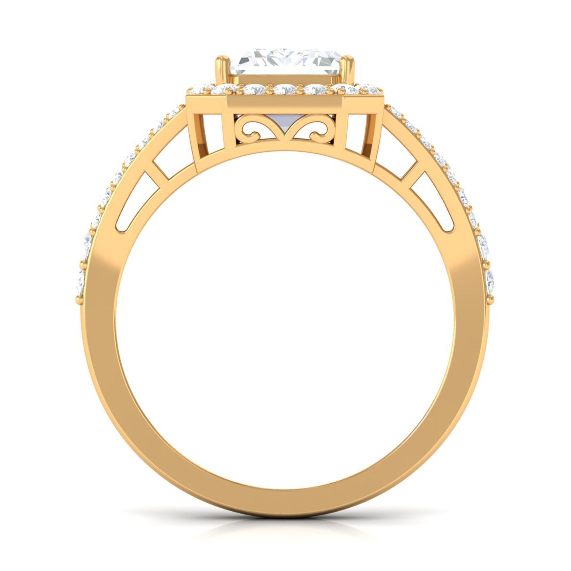 5 CT Split Shank Octagon Cut Zircon Statement Engagement Ring AAAA - Rosec Jewels