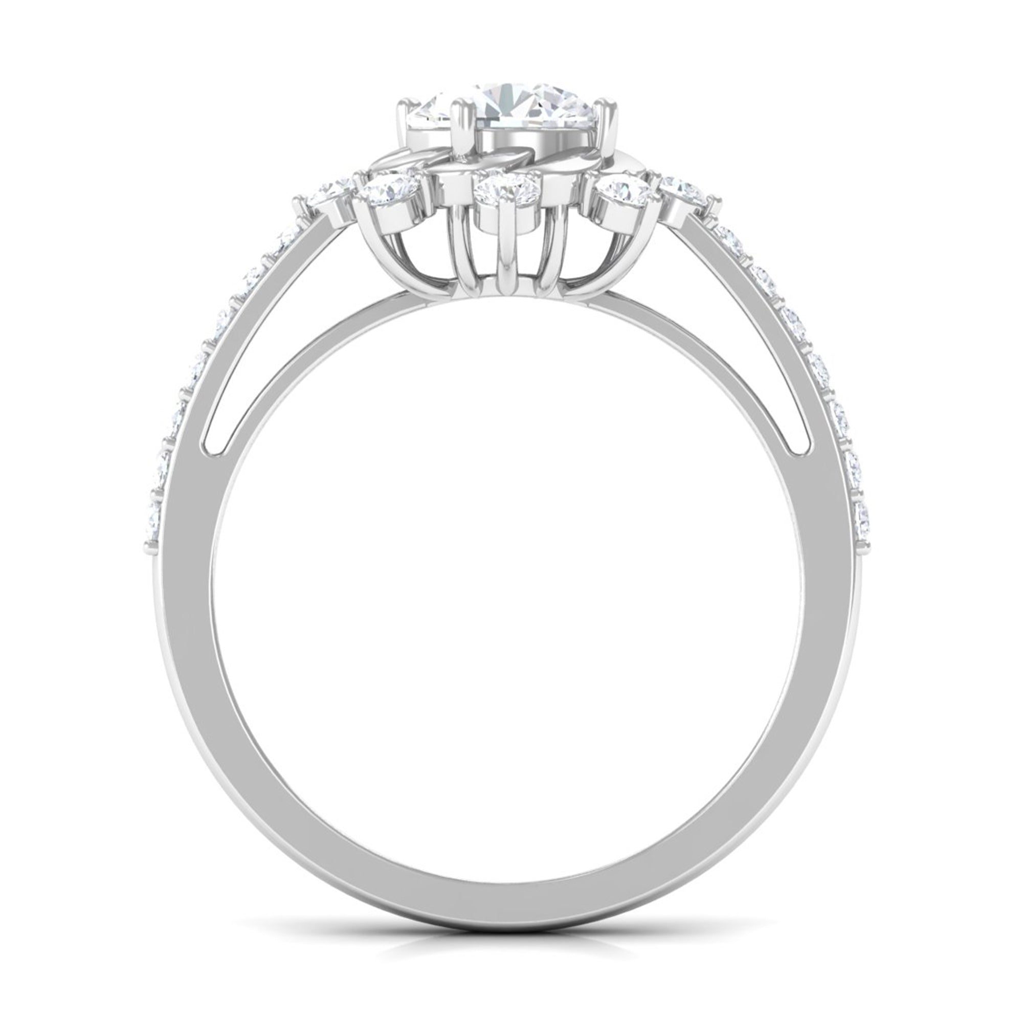 Round Cubic Zirconia Designer Engagement Ring AAAA - Rosec Jewels