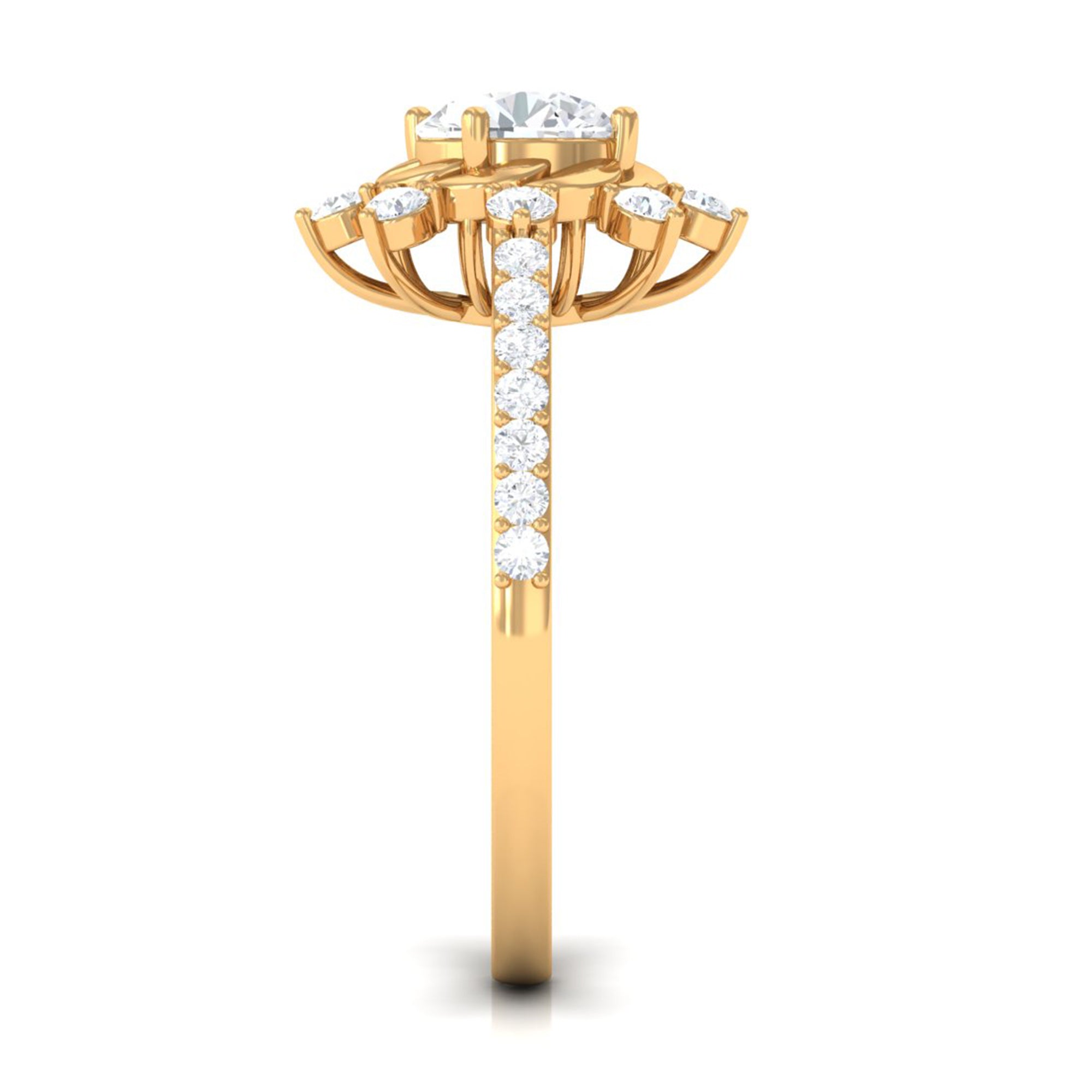 Round Cubic Zirconia Designer Engagement Ring AAAA - Rosec Jewels