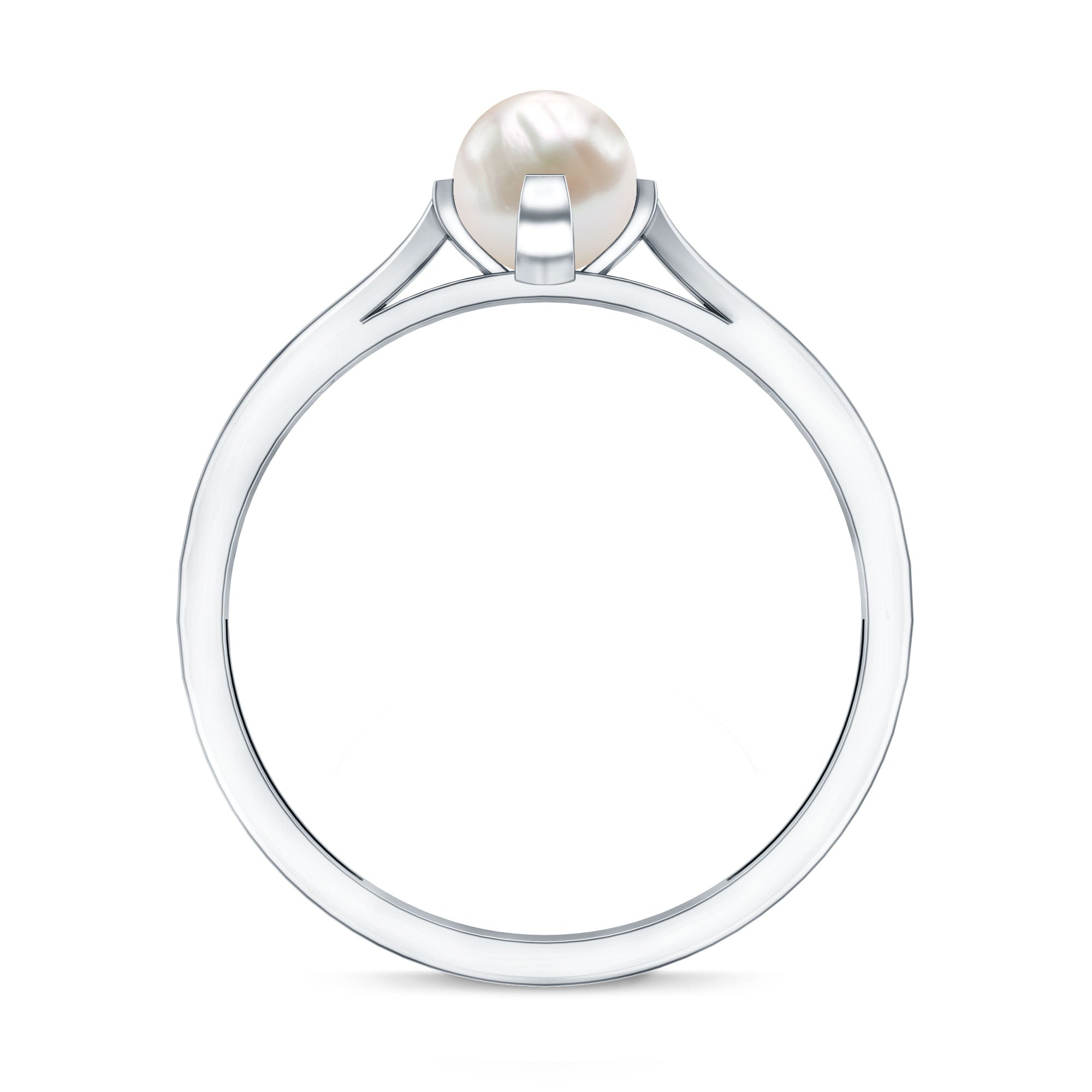 Cultured 2 Carat Freshwater Pearl Solitaire Promise Ring with Diamond AAA - Rosec Jewels