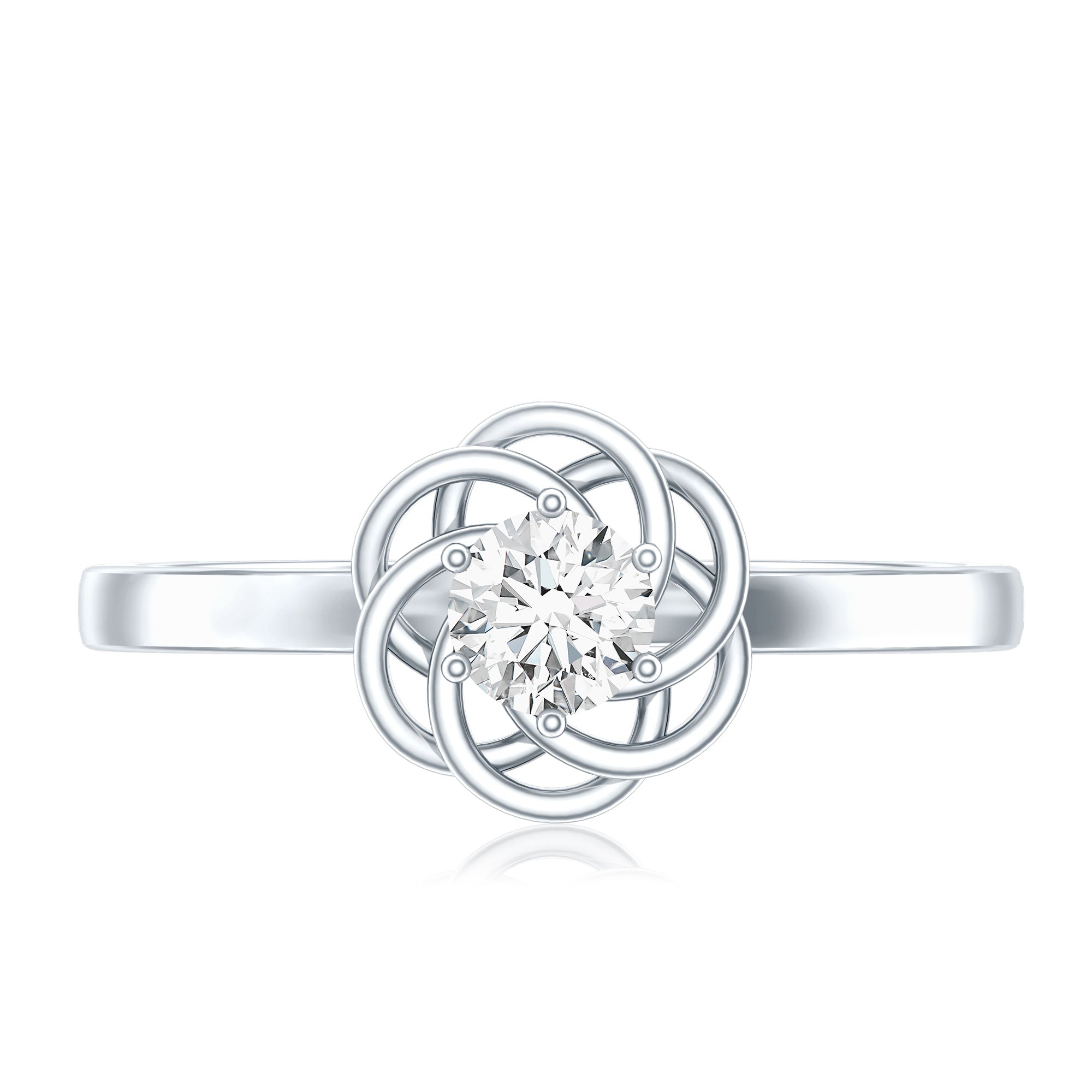 Rosec Jewels-Solitaire Lab Grown Diamond Flower Promise Ring with Certificate