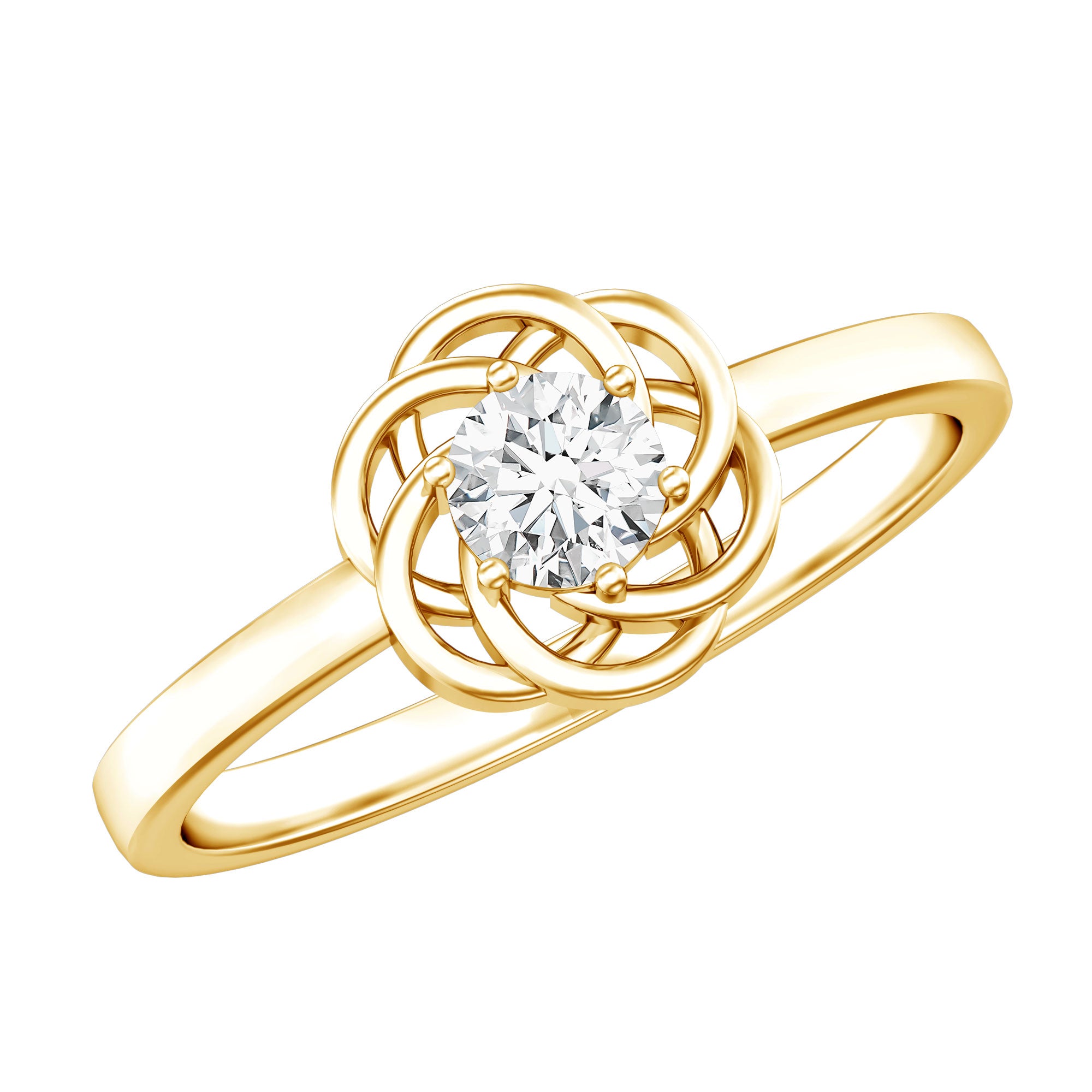 Rosec Jewels-Solitaire Lab Grown Diamond Flower Promise Ring with Certificate