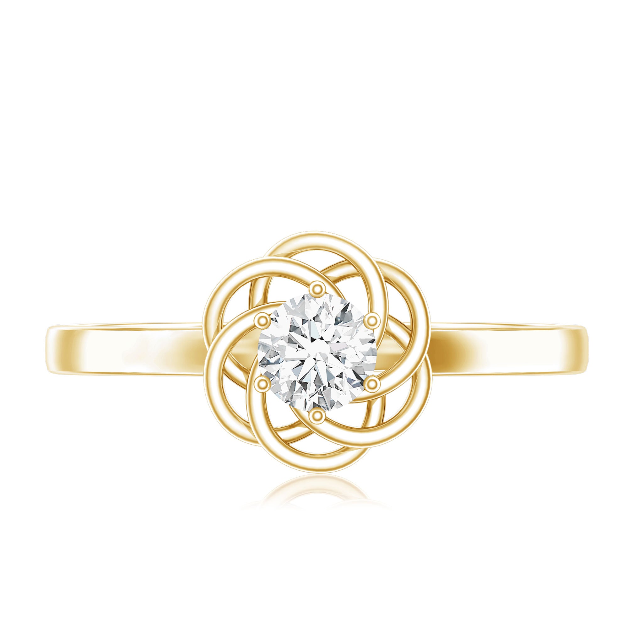 Rosec Jewels-Solitaire Lab Grown Diamond Flower Promise Ring with Certificate