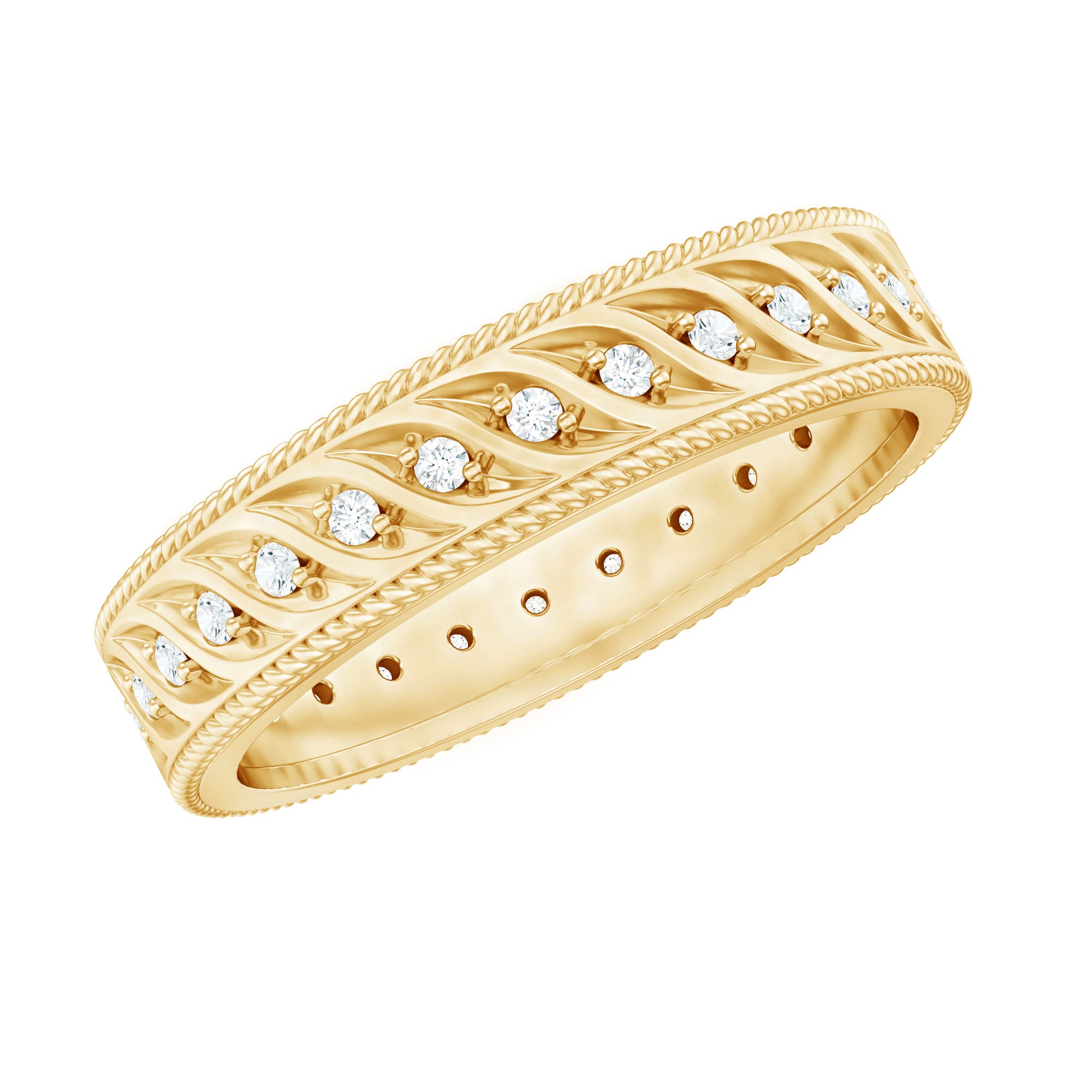 Lab Grown Diamond Designer Wedding Band Ring Lab - ( EF-VS ) - Rosec Jewels