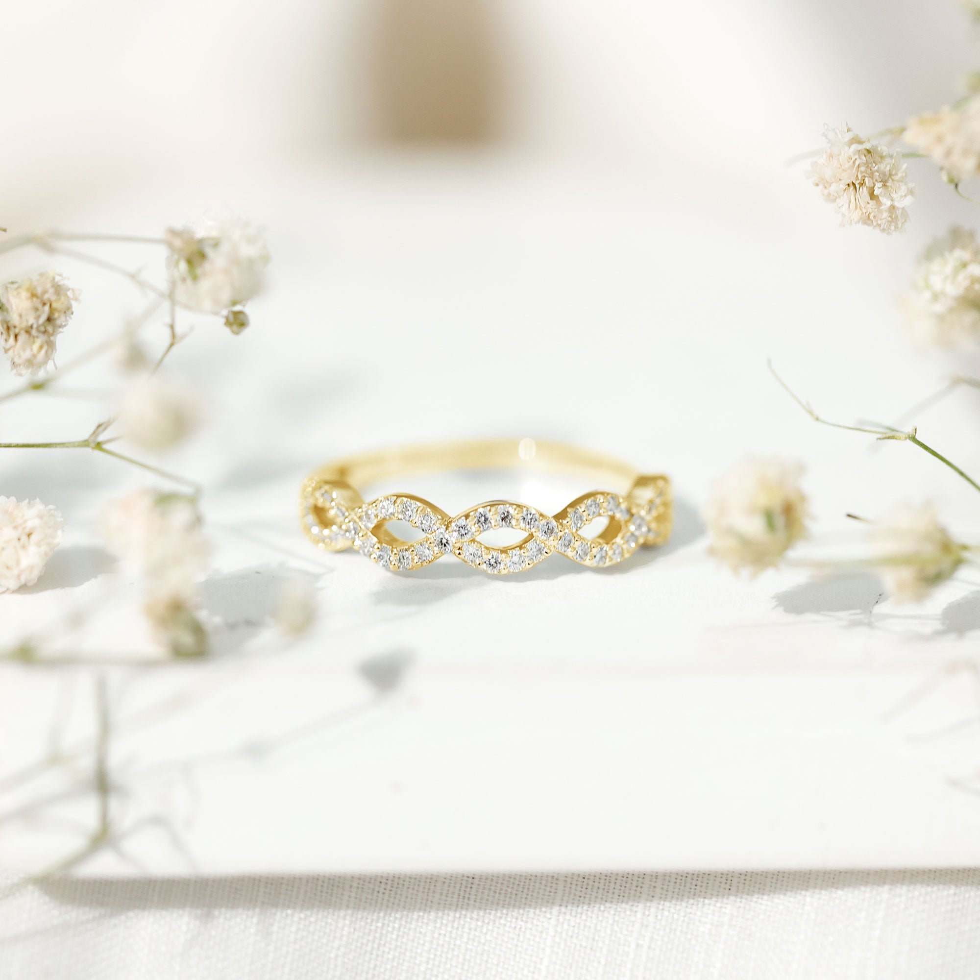 Rosec Jewels-Pave Set Lab Grown Diamond Infinity Wedding Band