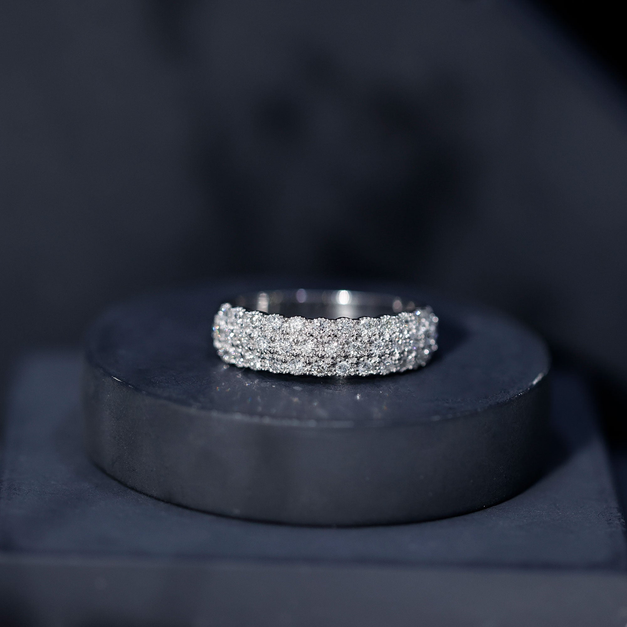 3 Row Lab Grown Diamond Wide Wedding Band with Certificate Lab - ( EF-VS ) - Rosec Jewels