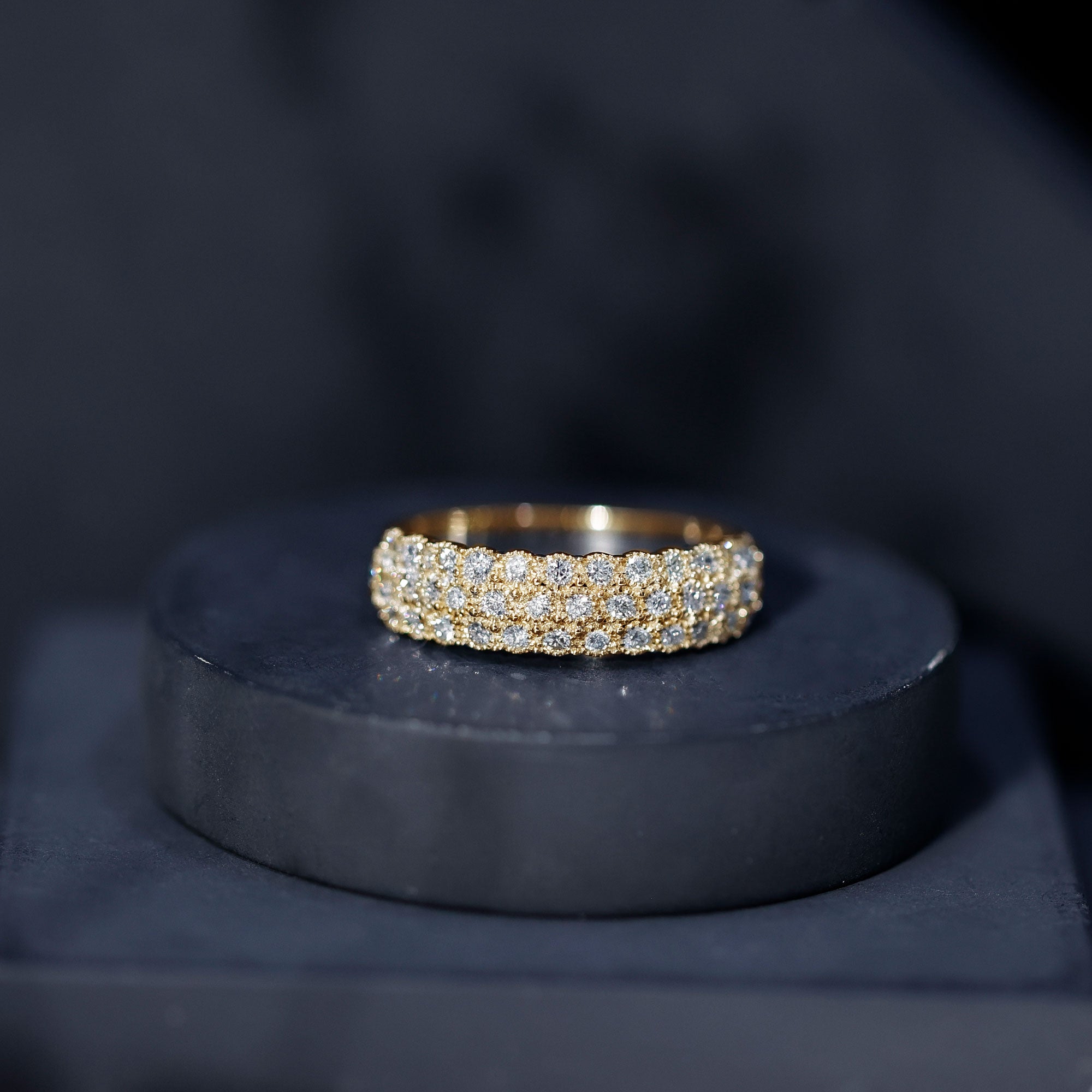 3 Row Lab Grown Diamond Wide Wedding Band with Certificate Lab - ( EF-VS ) - Rosec Jewels