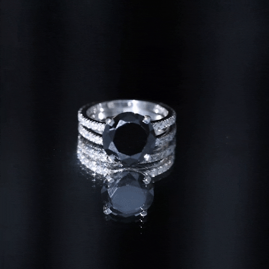 Certified 4.5 Carat Lab Grown Black and White Diamond Wedding Ring Set in Gold Plated Silver AAAA ( Synthetic ) 14K Yellow Gold Plated Silver - Rosec Jewels