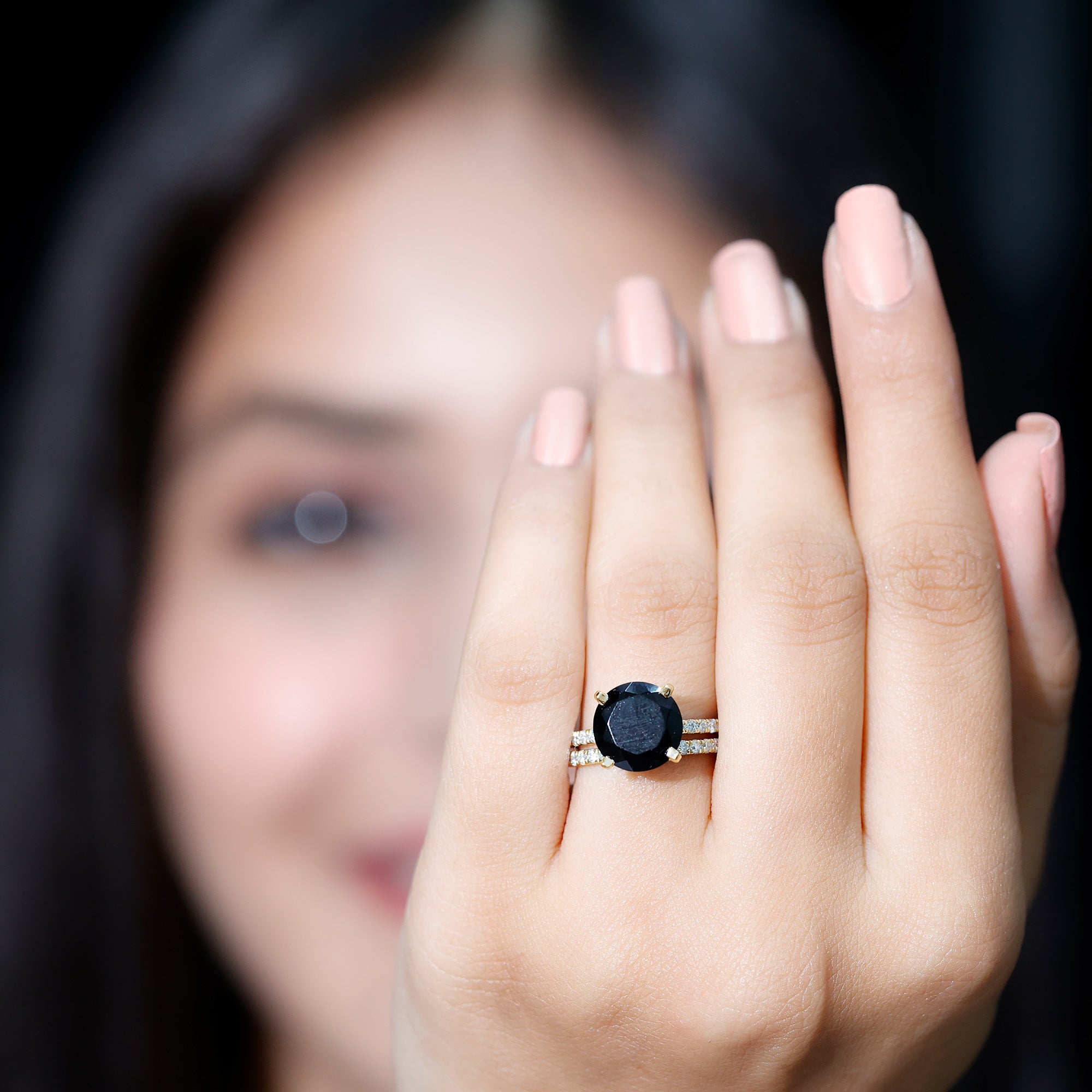 Certified 4.5 Carat Lab Grown Black and White Diamond Wedding Ring Set in Gold Plated Silver AAAA ( Synthetic ) 14K Yellow Gold Plated Silver - Rosec Jewels
