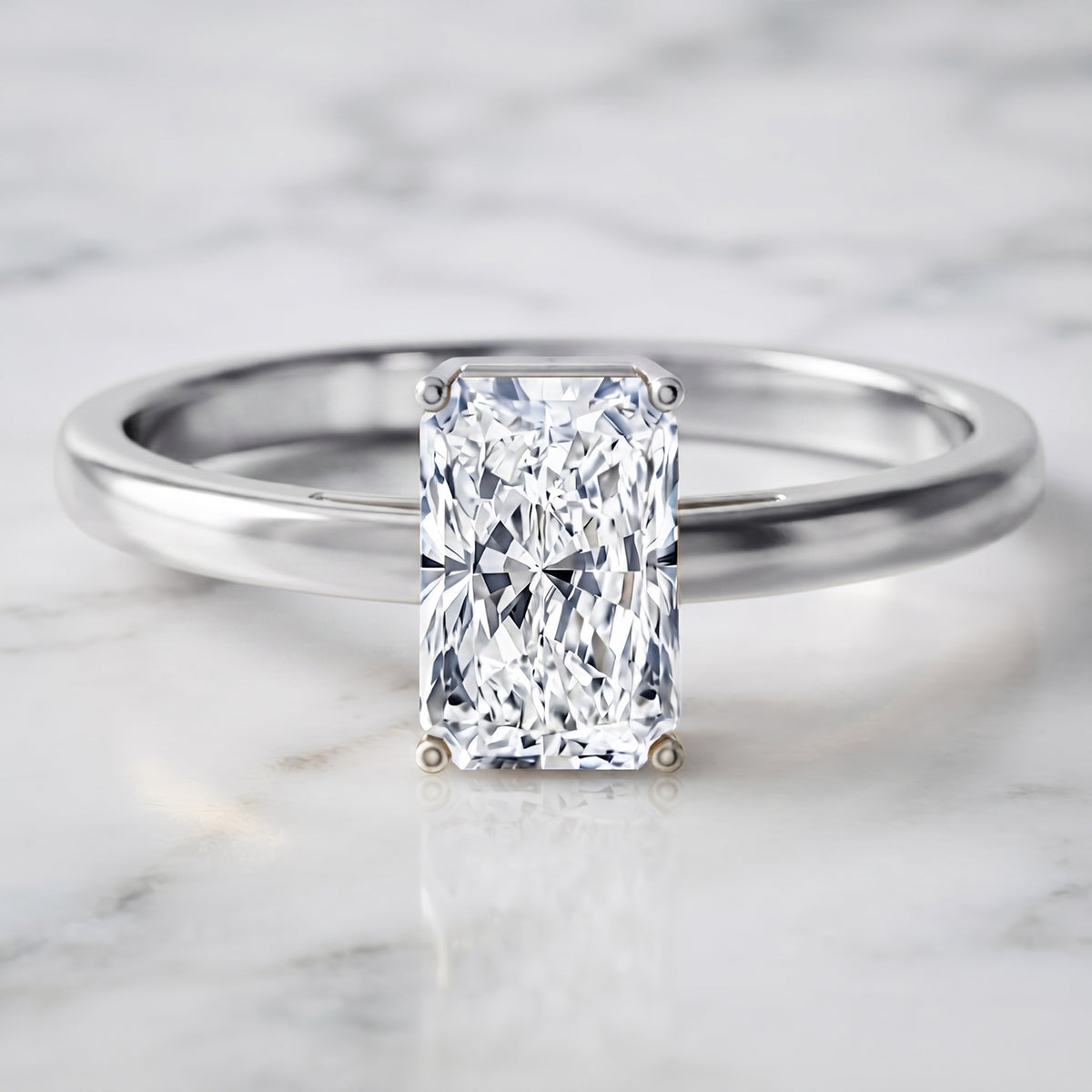 IGI Certified Solitaire Lab Grown Diamond Radiant Cut Engagement Ring 2 Carat Lab - ( E-VS1 ) - Rosec Jewels
