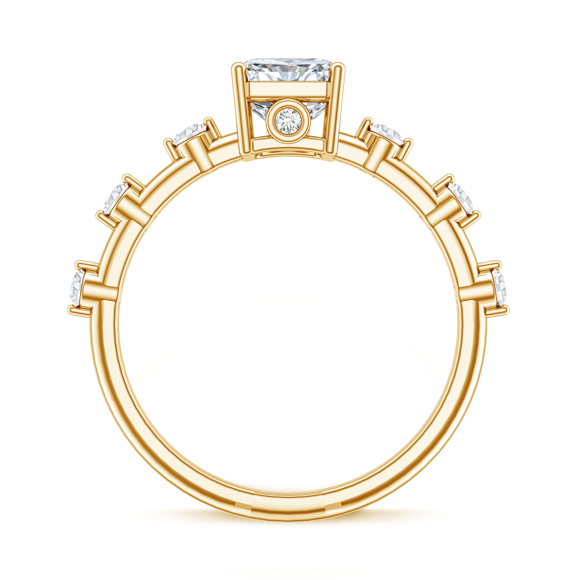 IGI Certified 2 Carat Radiant Cut Lab Grown Diamond Engagement Ring with Spaced Accent Lab - ( E-VS1 ) - Rosec Jewels