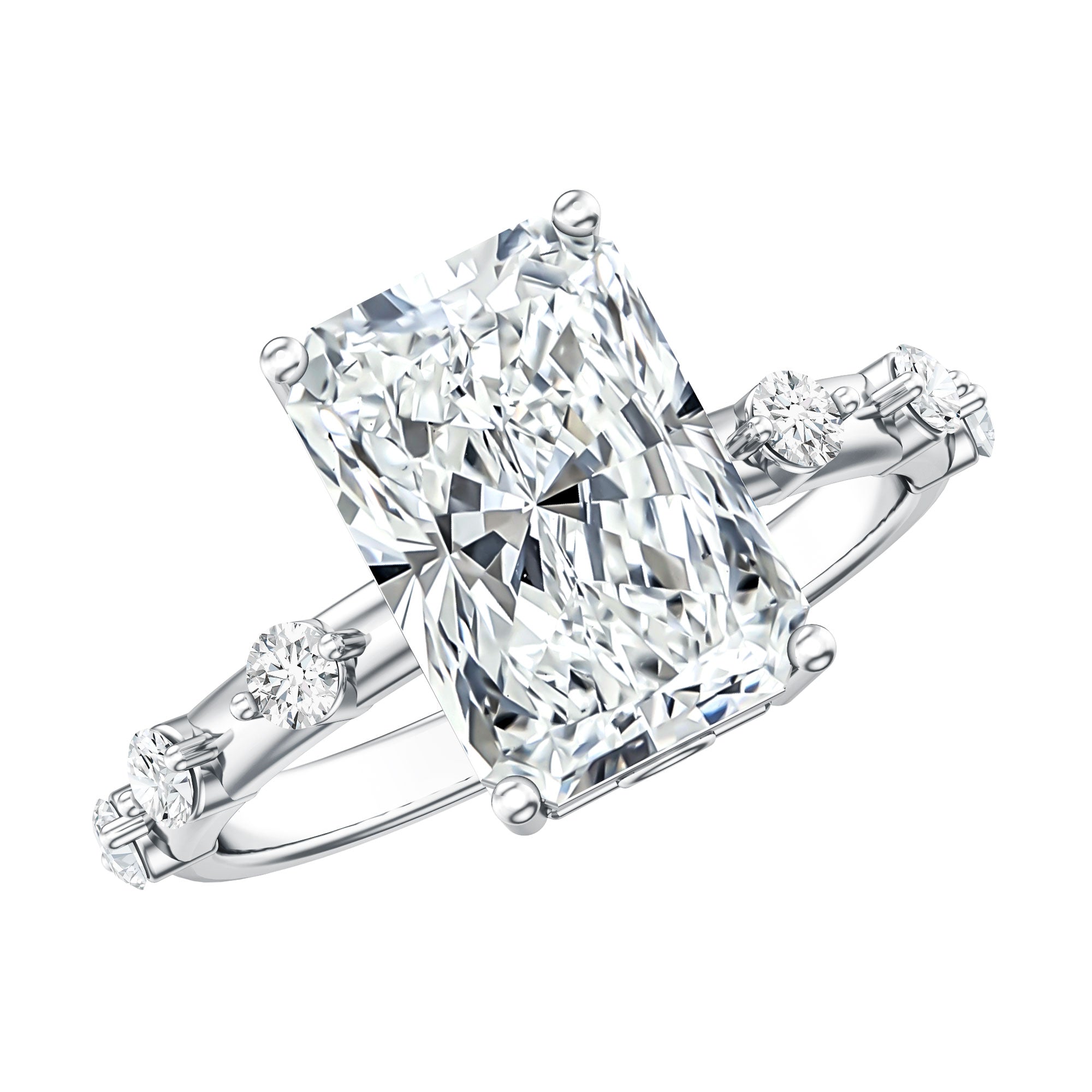 4 Carat Lab Grown Radiant Cut Diamond Solitaire Engagement Ring with IGI Certificate Lab - ( E-VS1 ) - Rosec Jewels