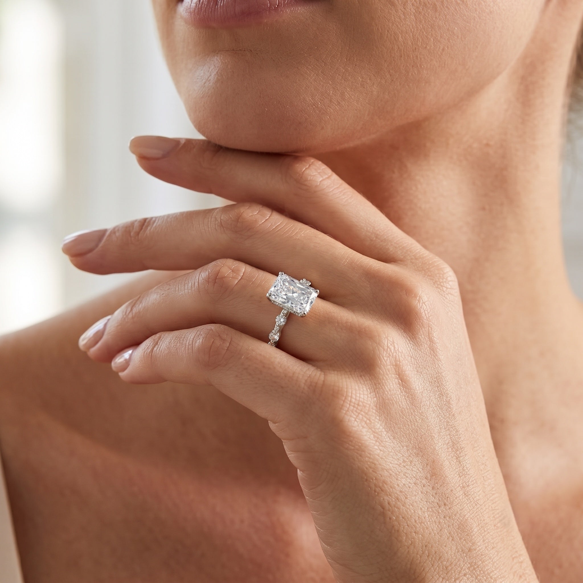 4 Carat Lab Grown Radiant Cut Diamond Solitaire Engagement Ring with IGI Certificate Lab - ( E-VS1 ) - Rosec Jewels