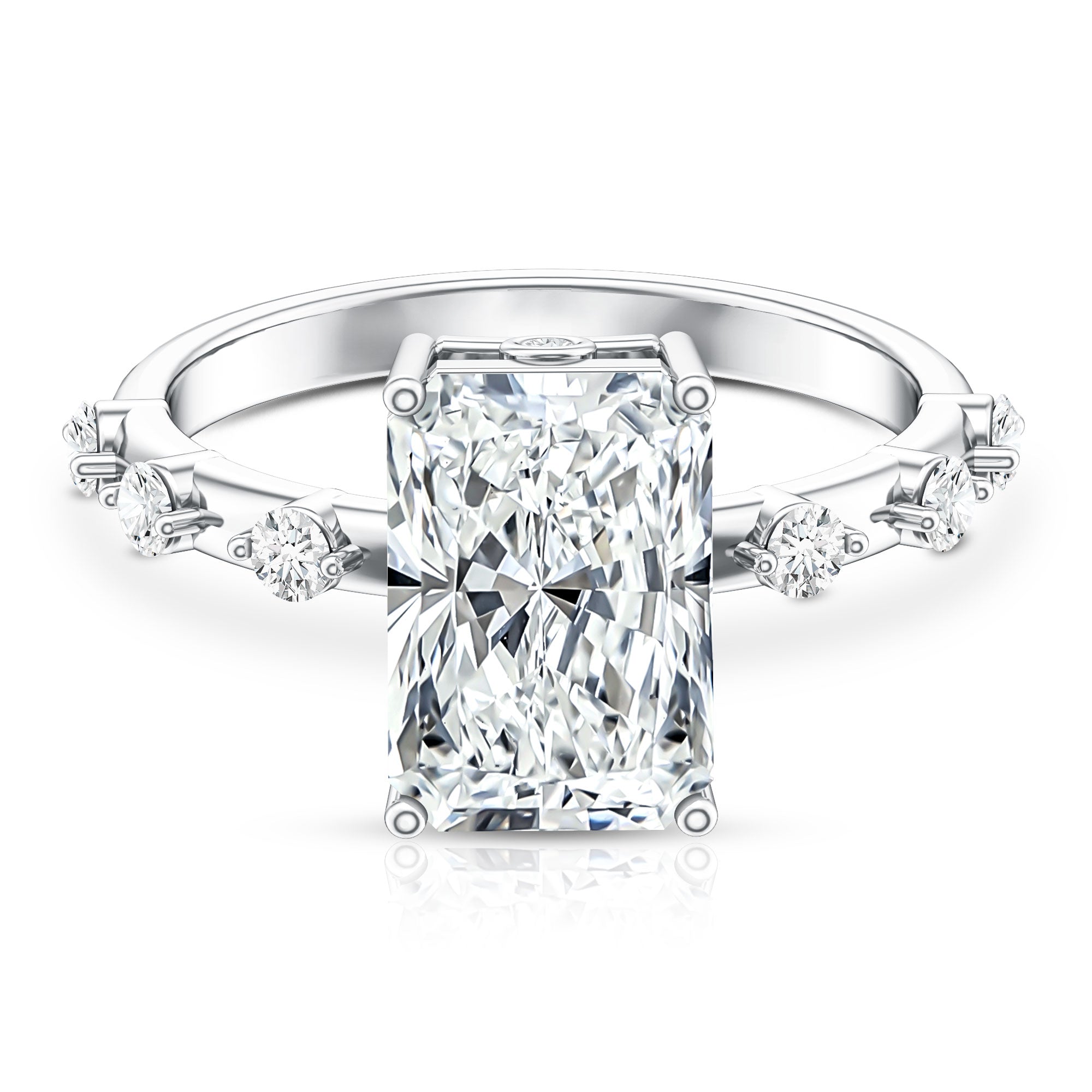 4 Carat Lab Grown Radiant Cut Diamond Solitaire Engagement Ring with IGI Certificate Lab - ( E-VS1 ) - Rosec Jewels