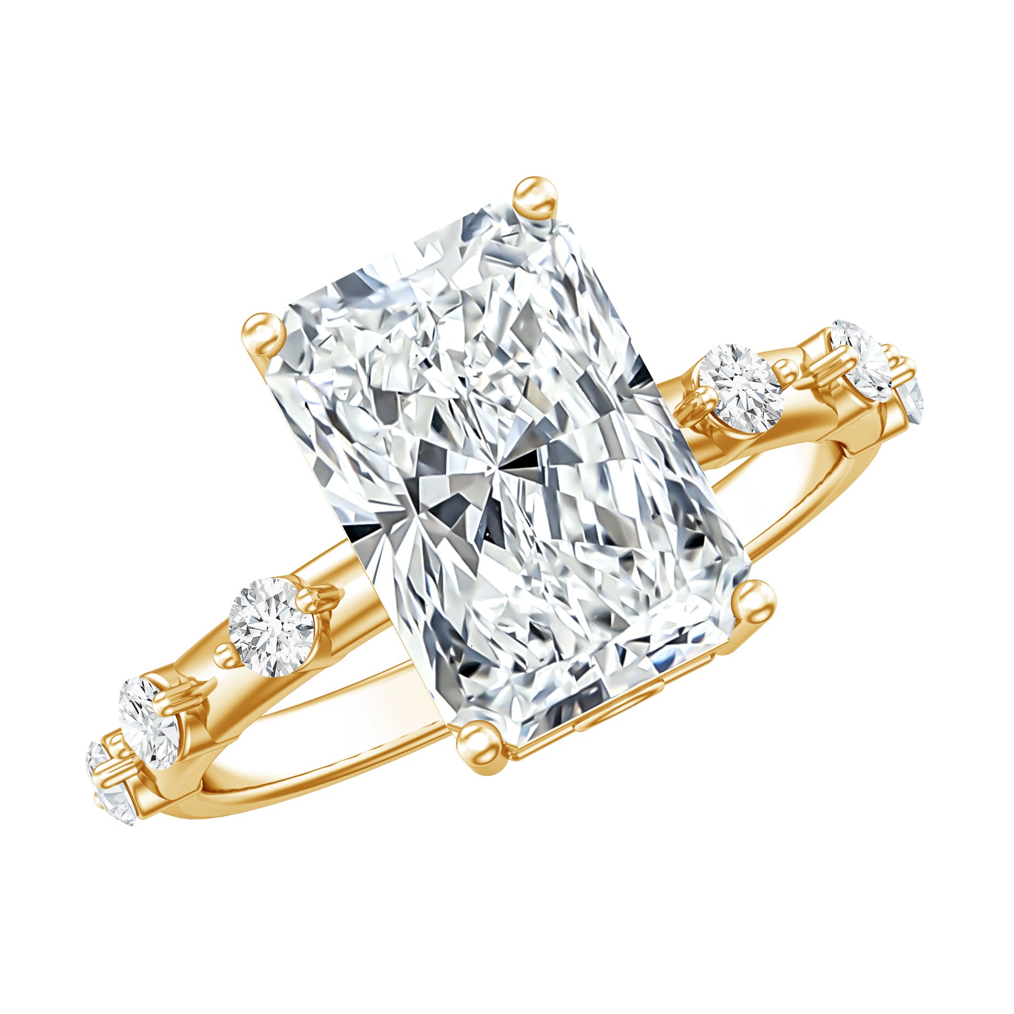 4 Carat Lab Grown Radiant Cut Diamond Solitaire Engagement Ring with IGI Certificate Lab - ( E-VS1 ) - Rosec Jewels