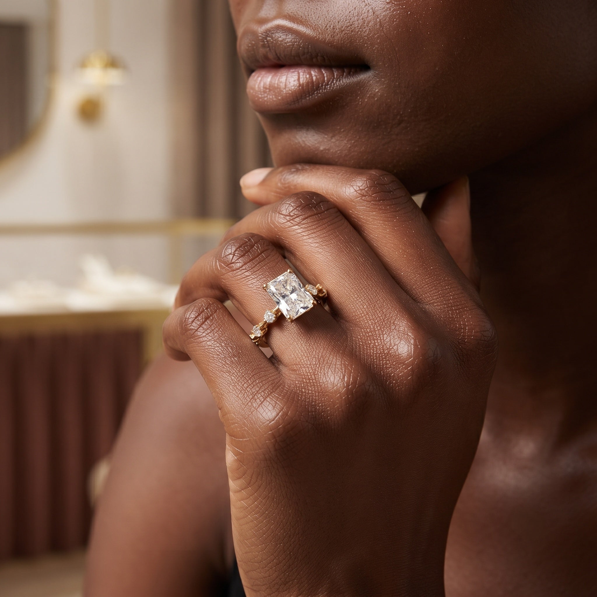 4 Carat Lab Grown Radiant Cut Diamond Solitaire Engagement Ring with IGI Certificate Lab - ( E-VS1 ) - Rosec Jewels